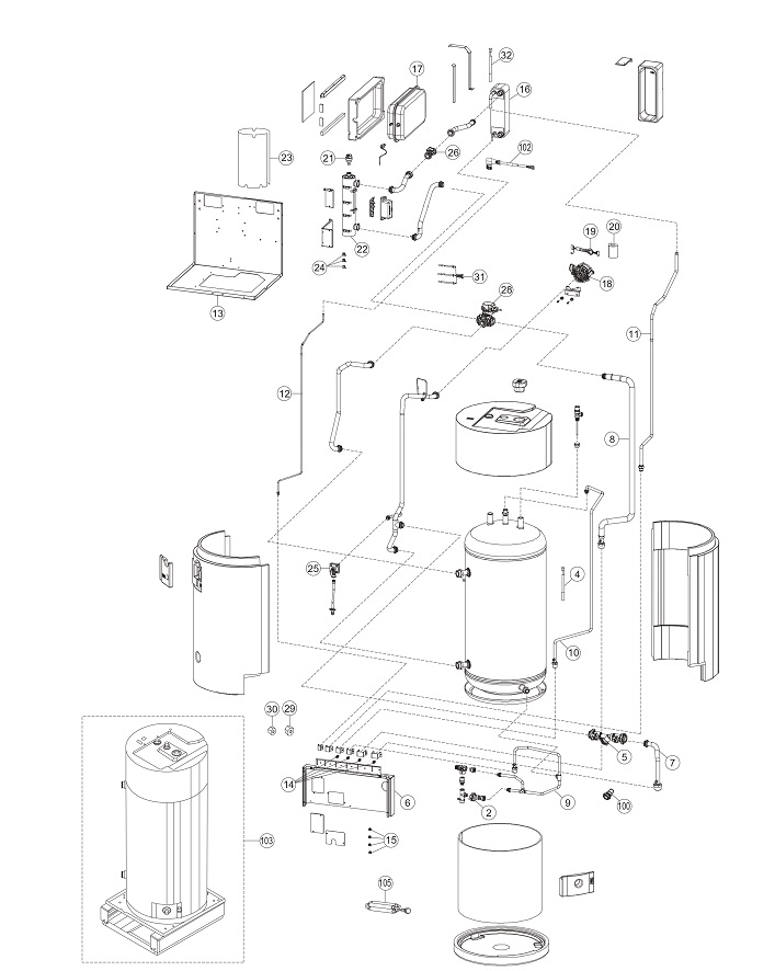 Panasonic WH-ADC1216H6E5 exploded tekening