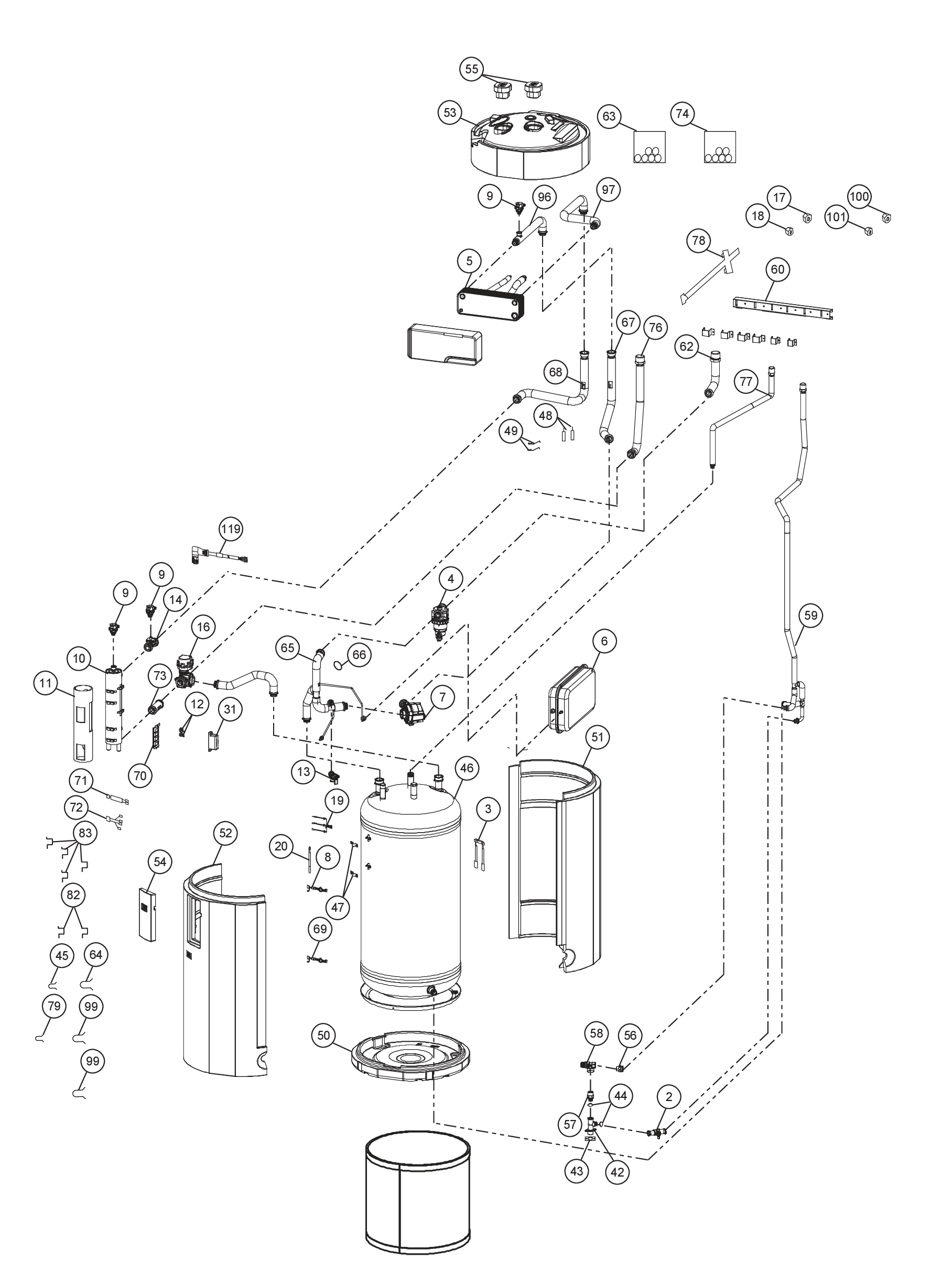 Panasonic WH-ADF0309J3E5CM exploded tekening