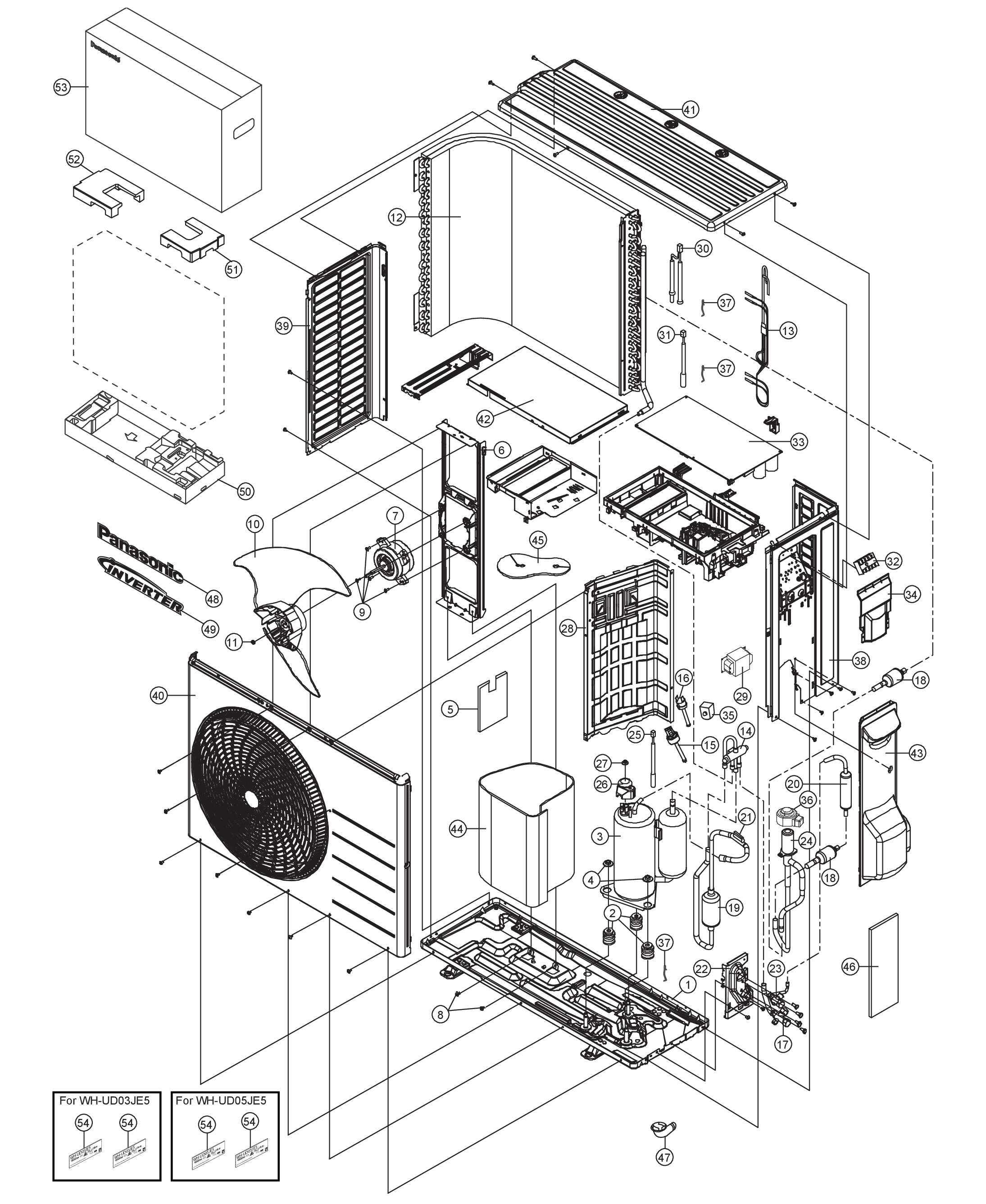 Panasonic WH-UD03JE5 exploded tekening