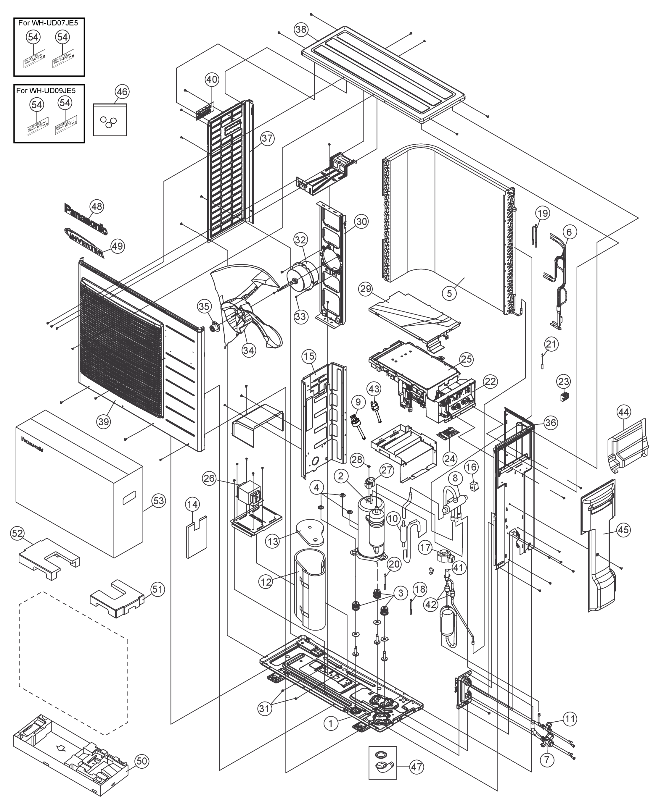 Panasonic WH-UD09JE5 exploded tekening