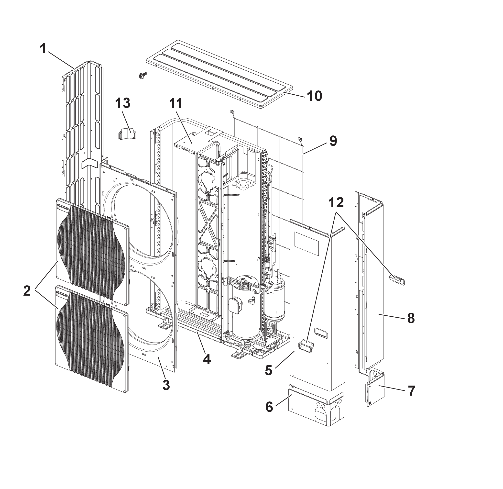 Remeha Buitenunit AWHP 11-16 MR-2 R3 + TR-2 R3 exploded tekening