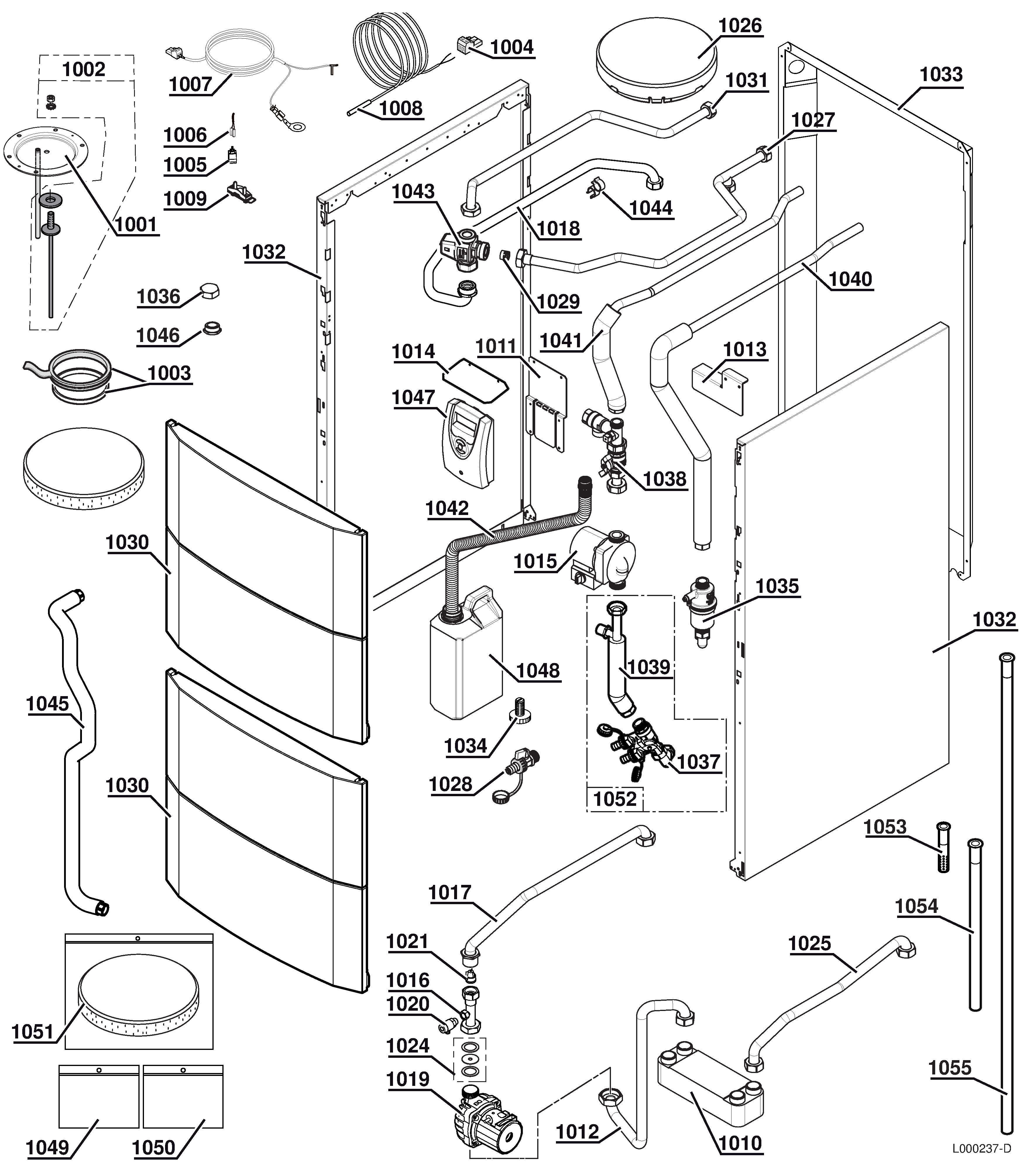 Remeha Calora Tower 220 SHL exploded tekening
