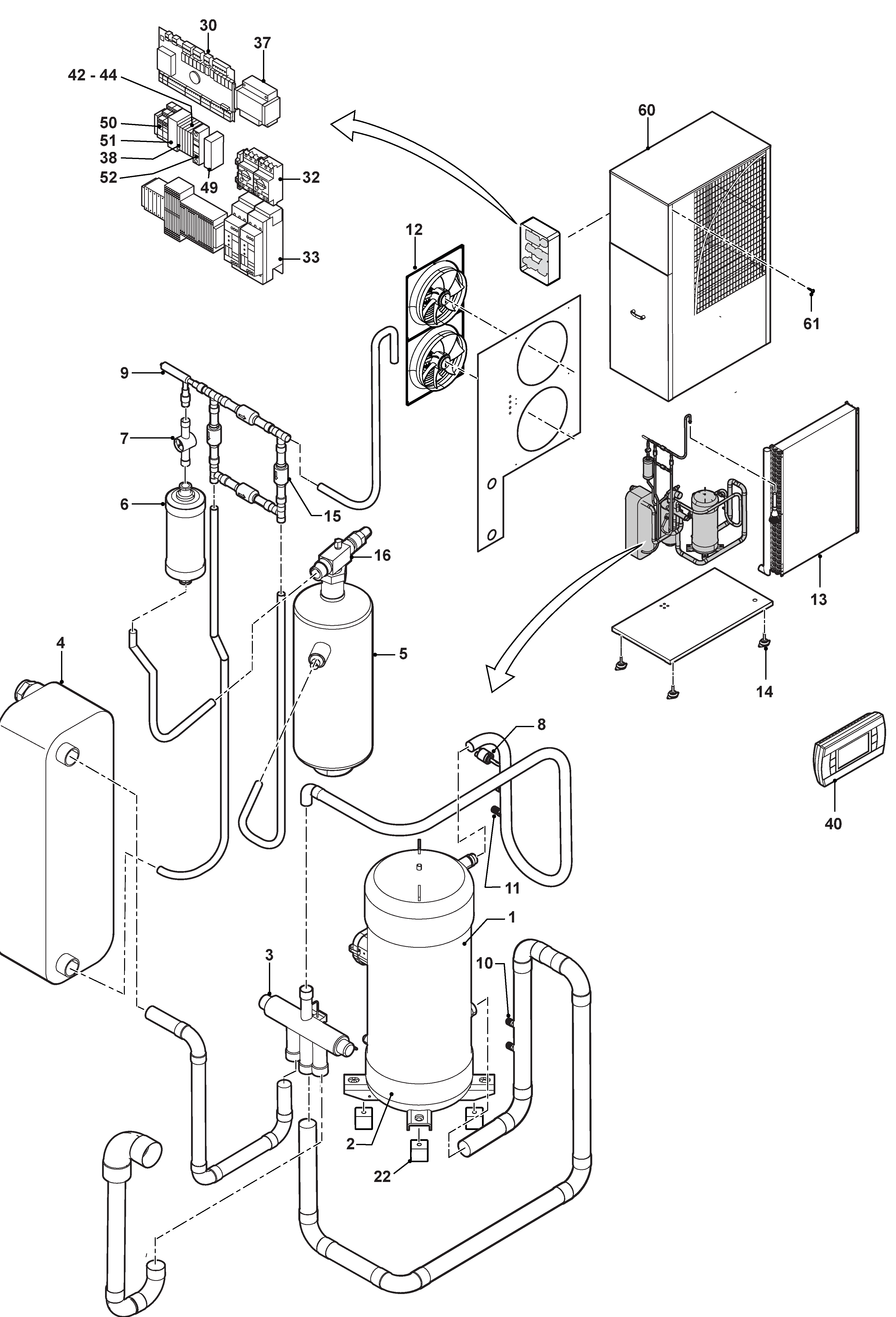 Remeha E-HP AW 42 Plus / Cool Plus exploded tekening