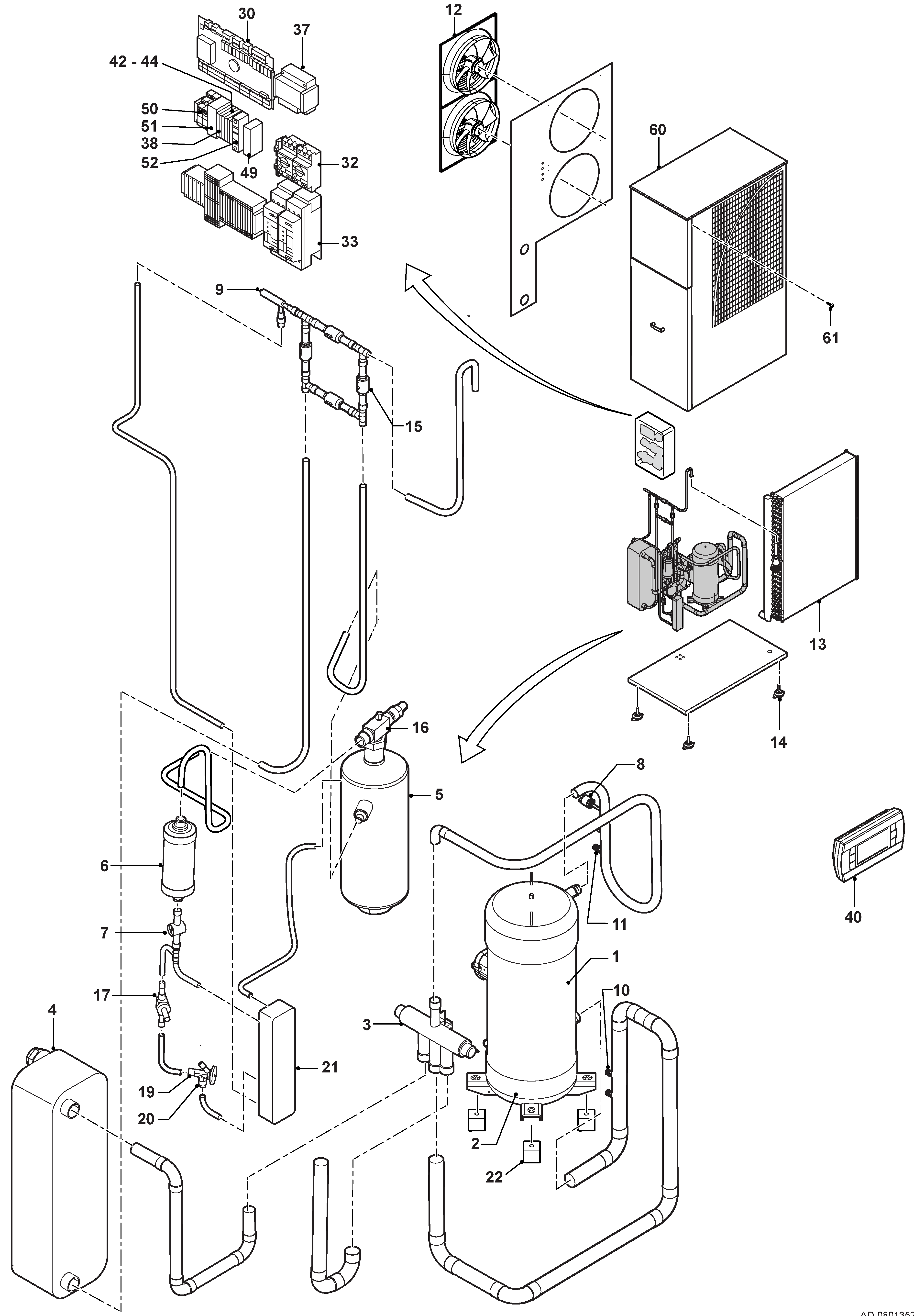 Remeha E-HP AW 44 Ace / Cool Ace exploded tekening