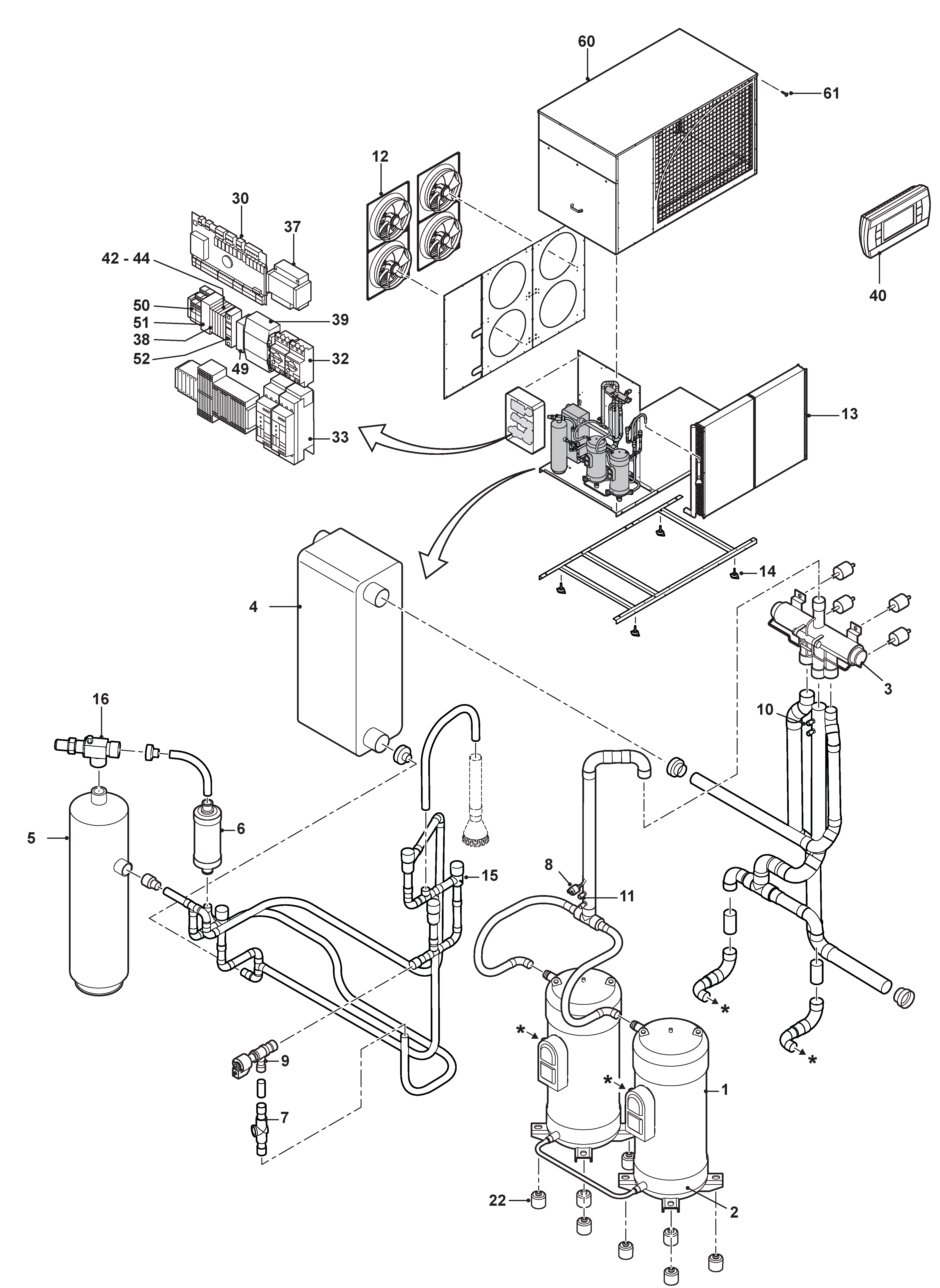 Remeha E-HP AW 84 Plus / Cool Plus exploded tekening