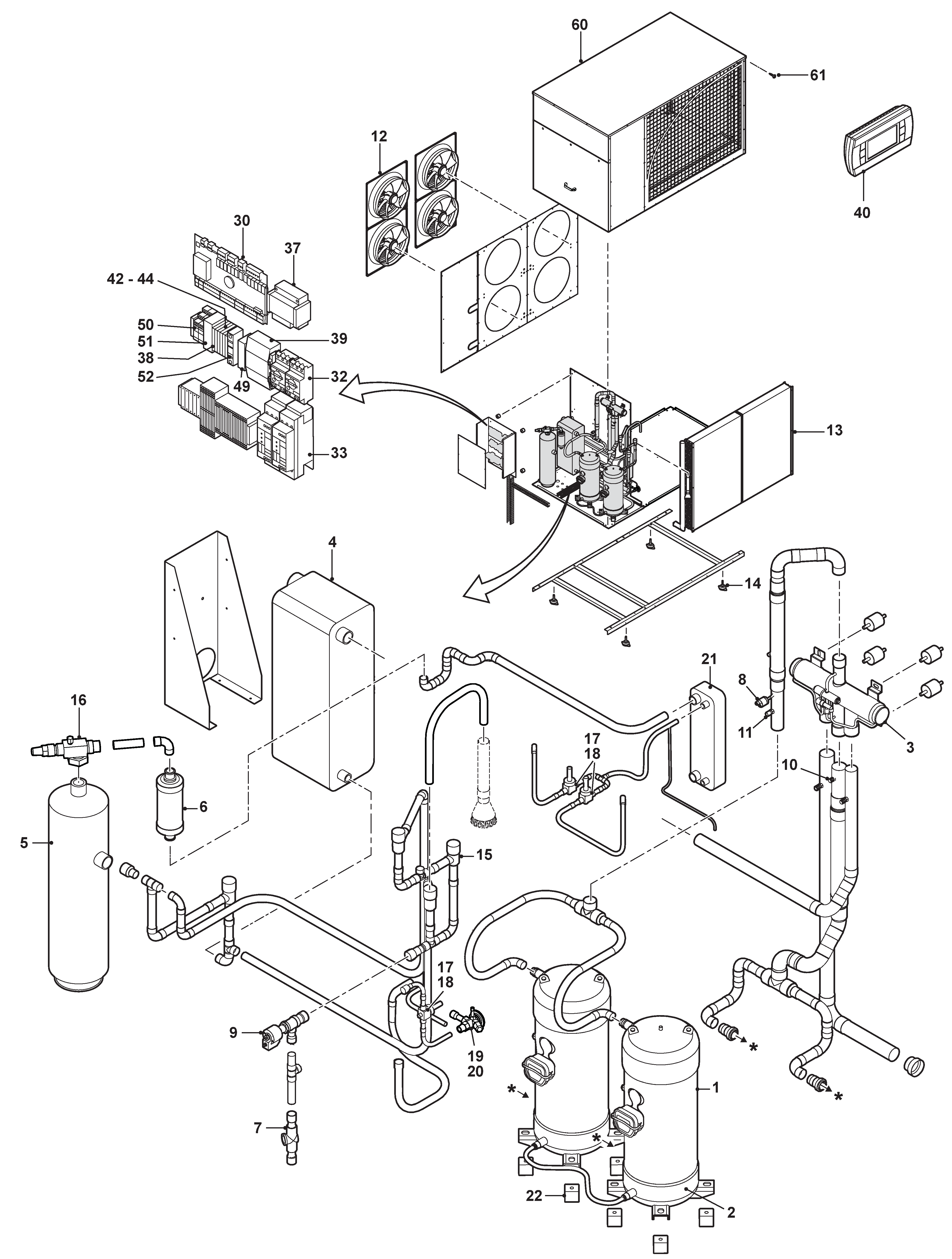 Remeha E-HP AW 88 Ace / Cool Ace exploded tekening