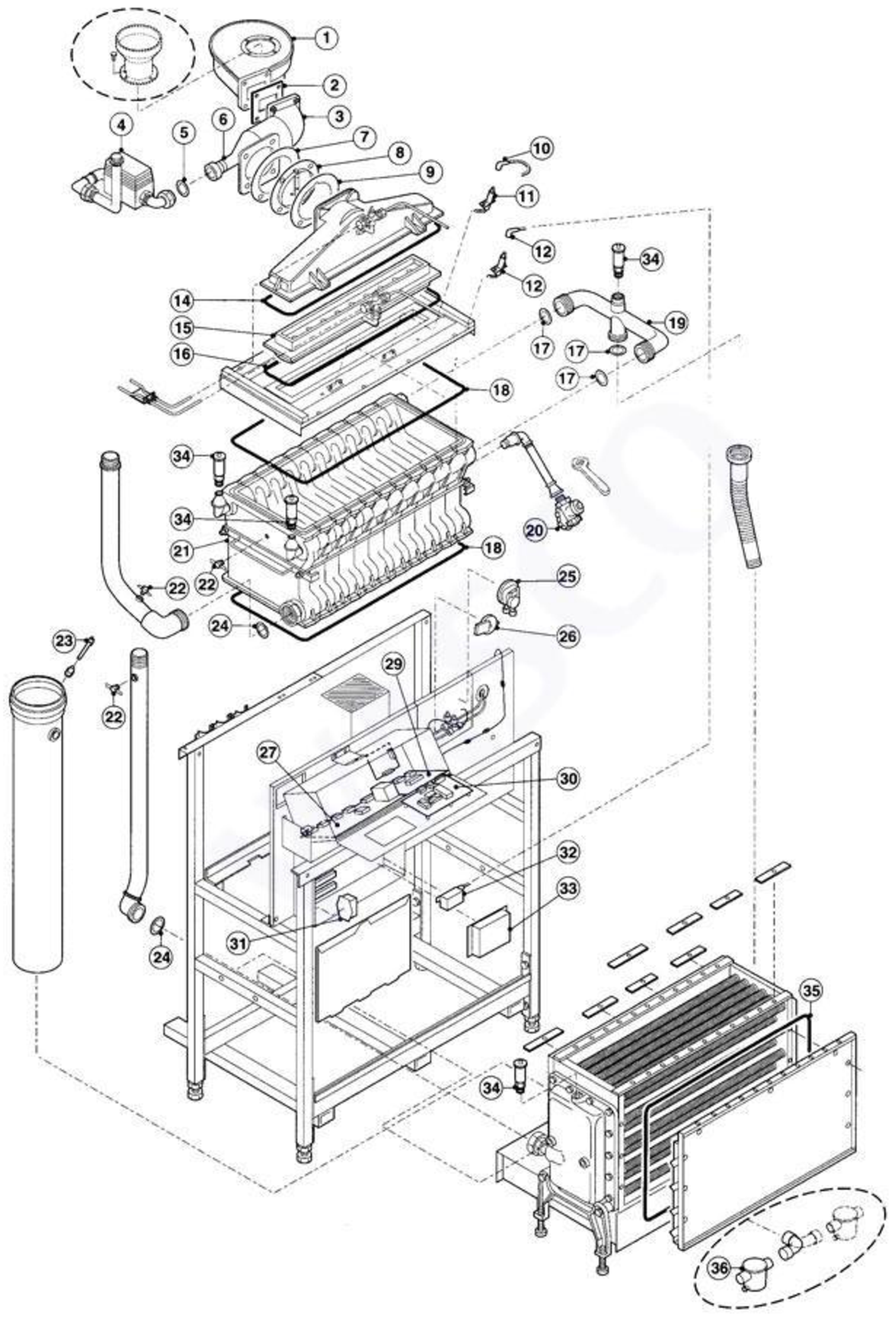 Remeha Gas 2000 modu exploded tekening