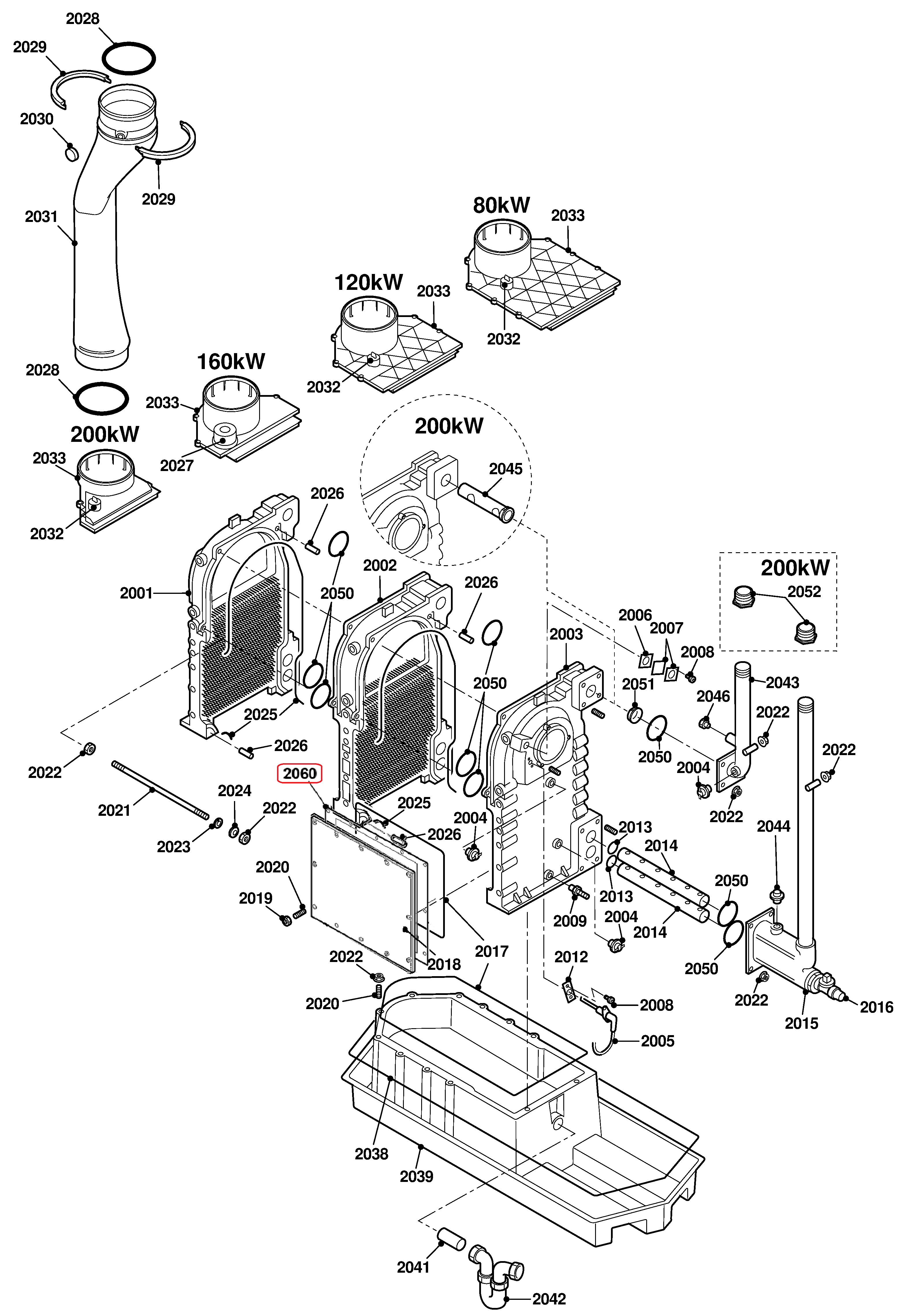 Remeha Gas 210 Eco Pro 80/120/160/200 kW exploded tekening