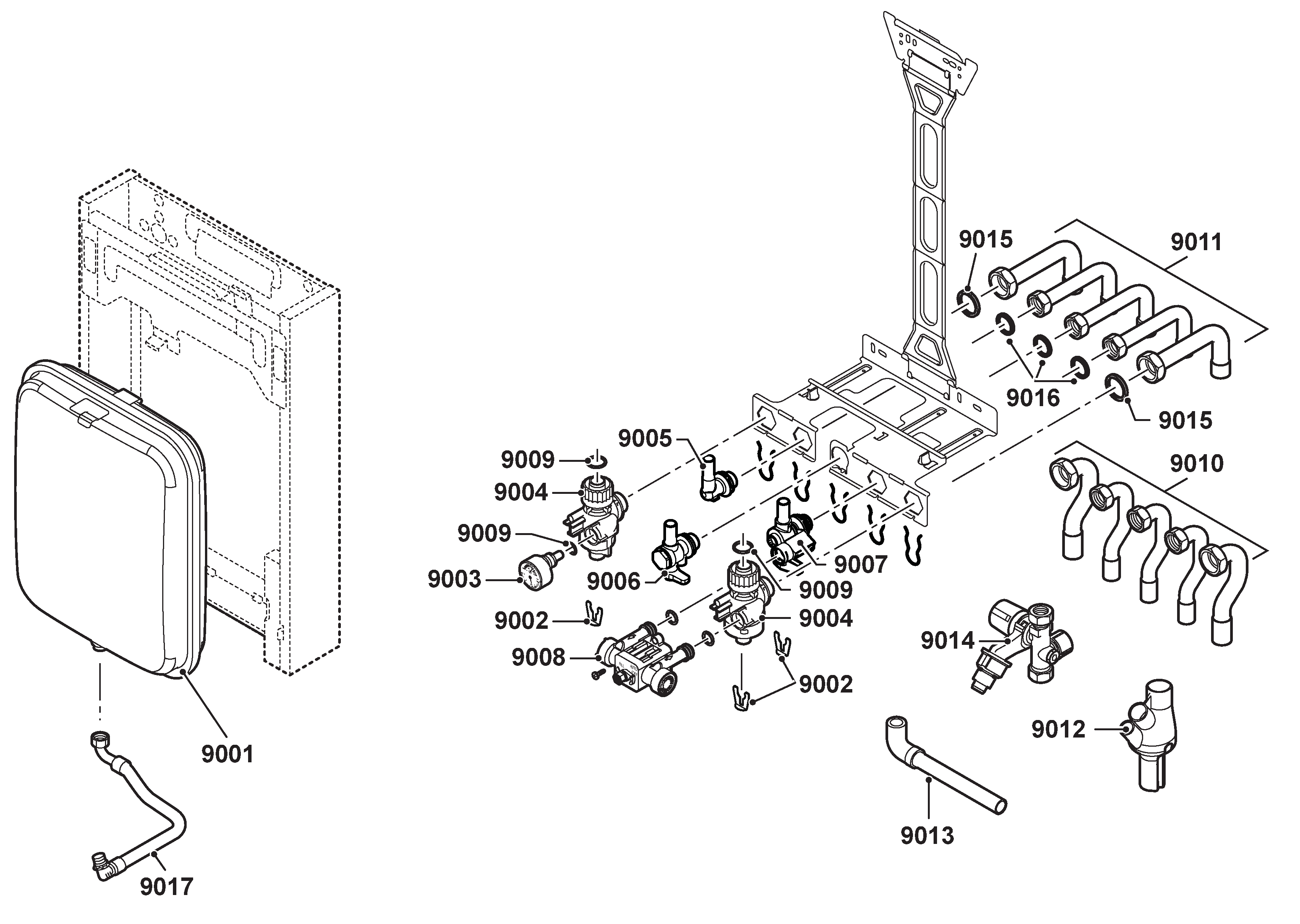Remeha Tzerra 24kW Combi exploded tekening