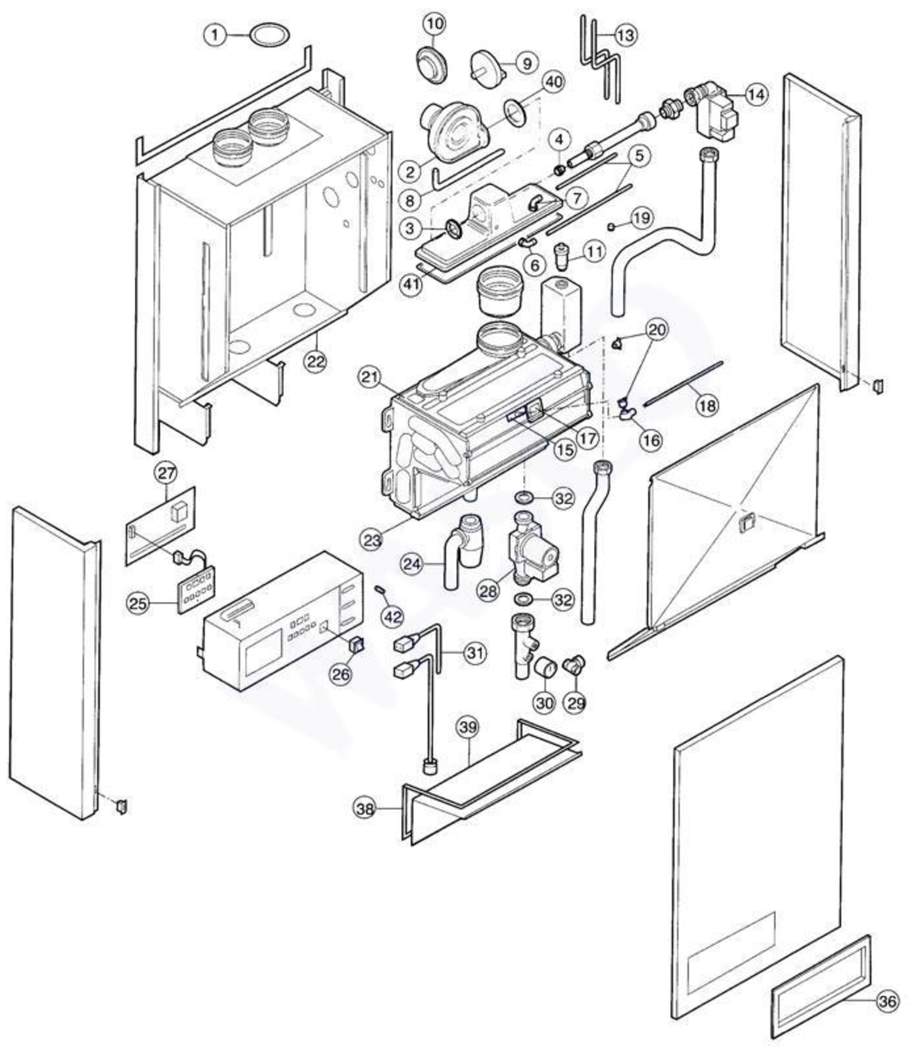 Remeha W40 Eco 1:9 exploded tekening