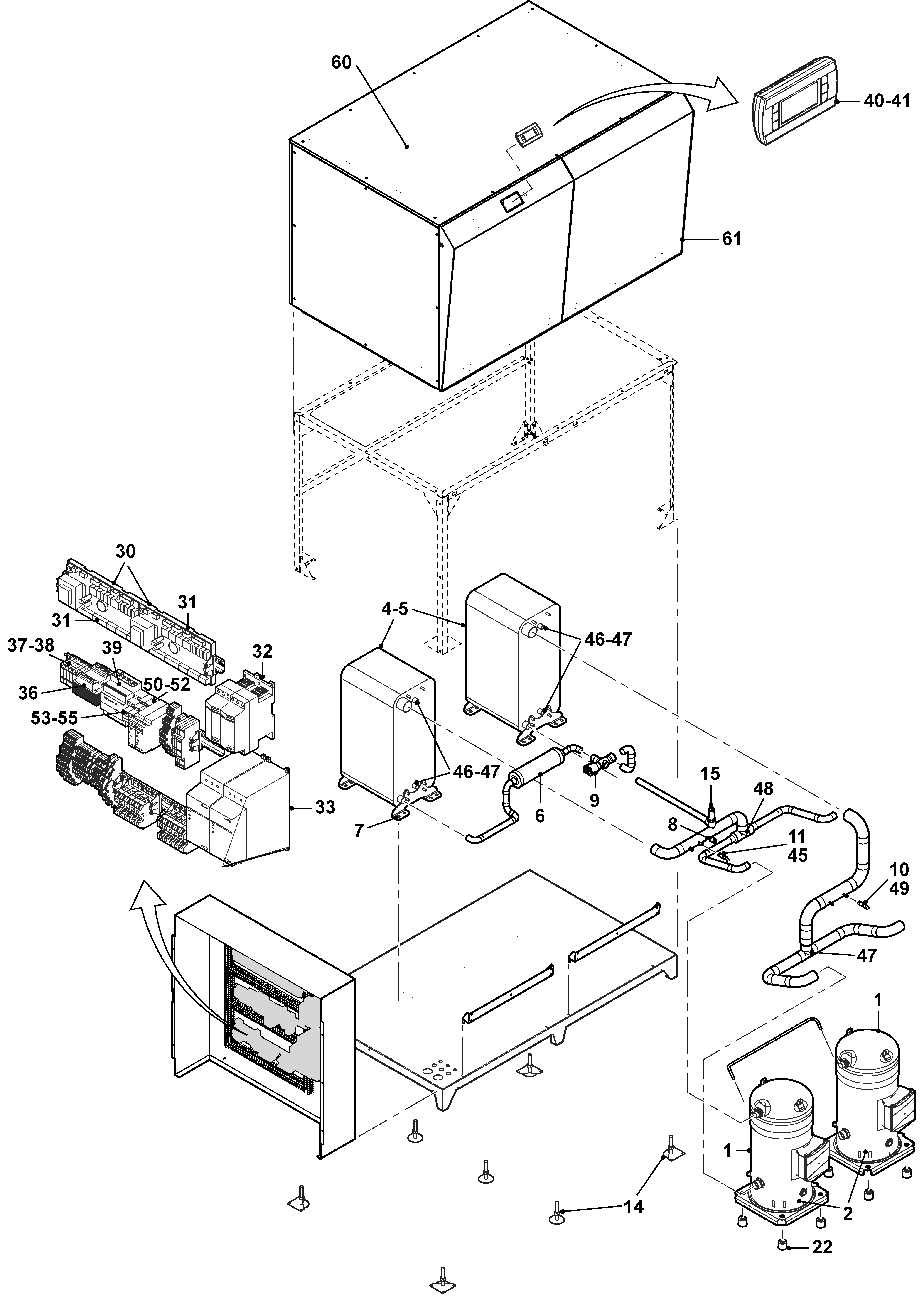 Remeha E-HP 139/173 BW & E-HP 191/238 WW exploded tekening