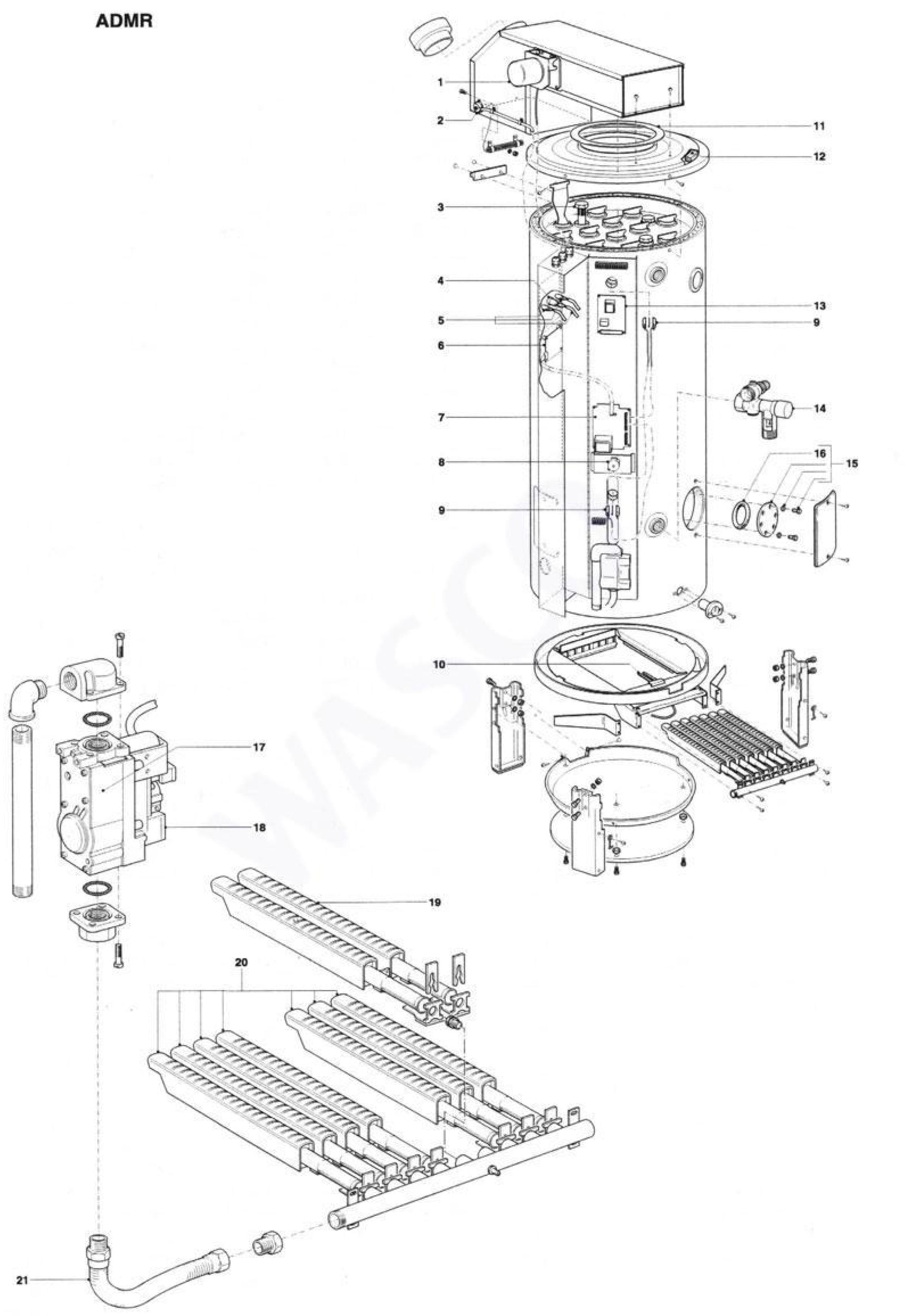 A.O. Smith ADMR 115 exploded tekening