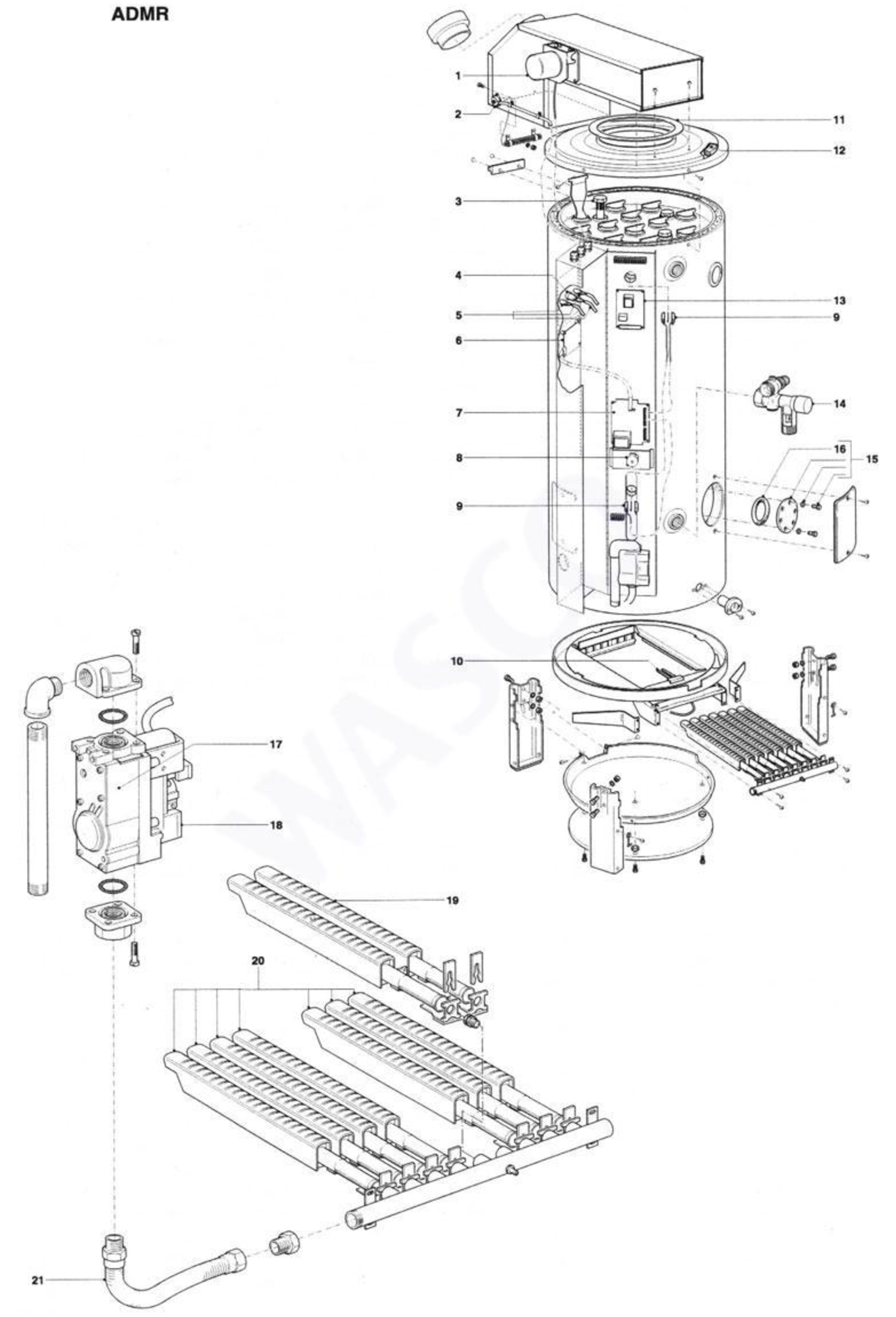 A.O. Smith ADMR 135 exploded tekening