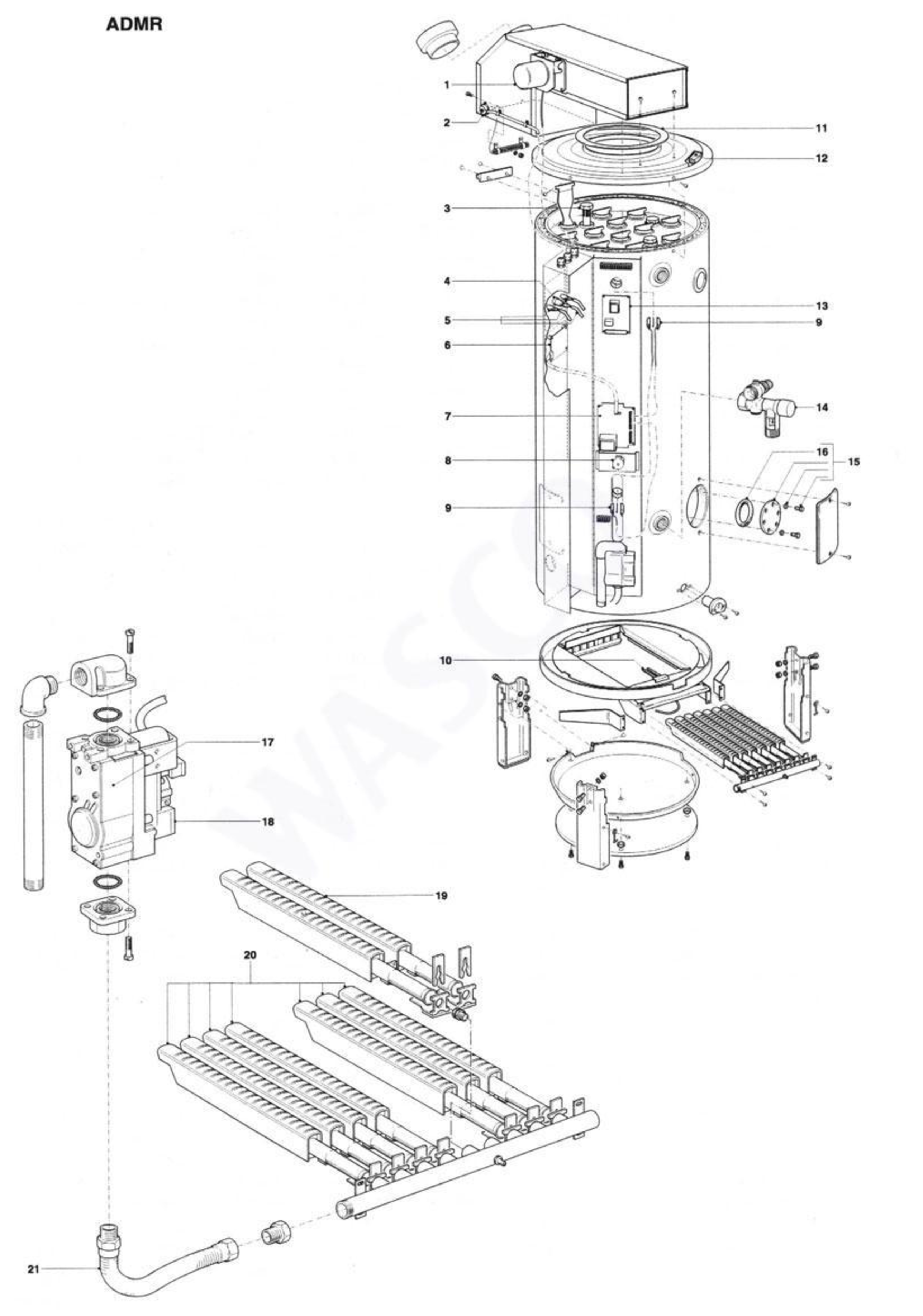 A.O. Smith ADMR 50 exploded tekening
