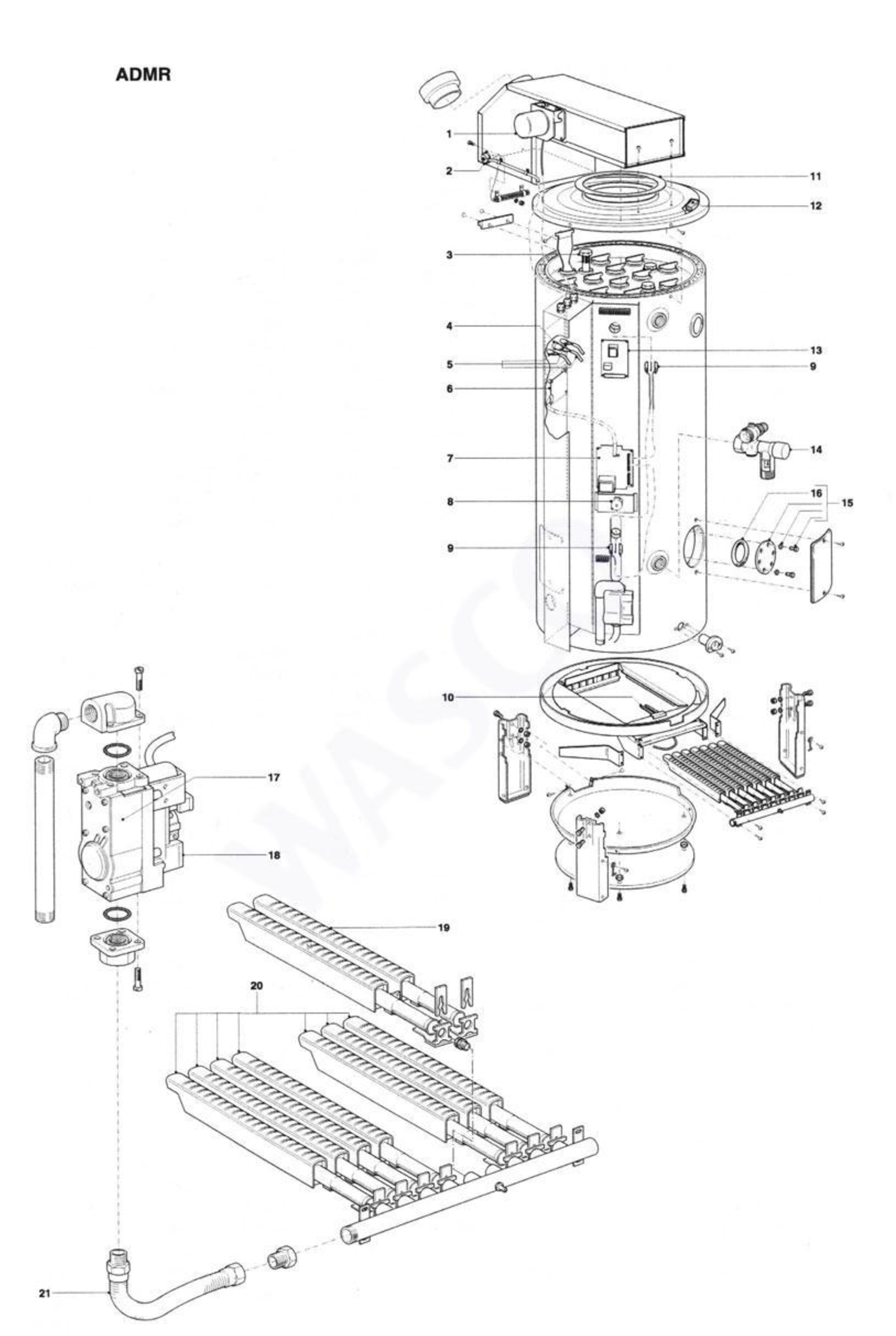 A.O. Smith ADMR 60 exploded tekening