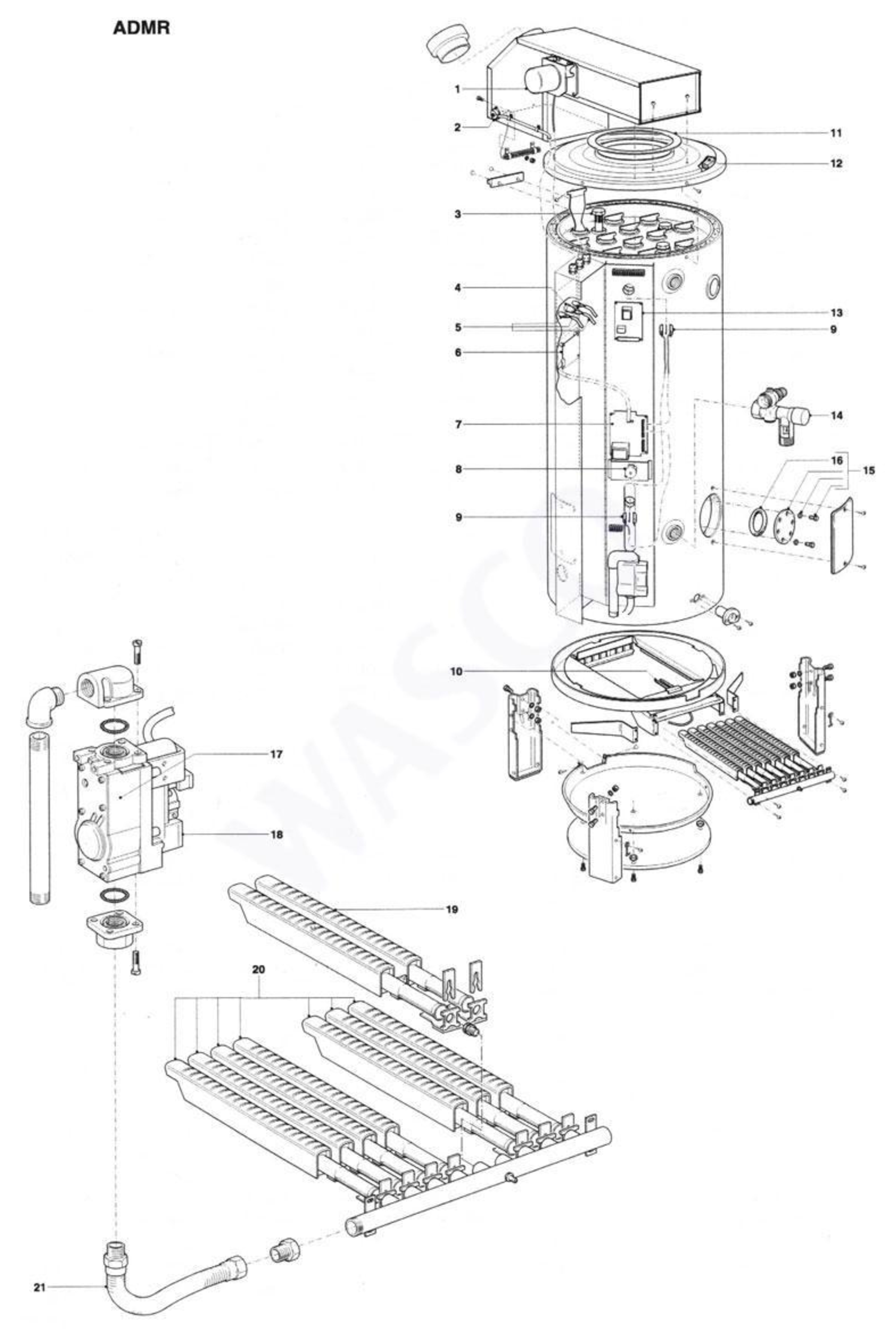 A.O. Smith ADMR 90 exploded tekening