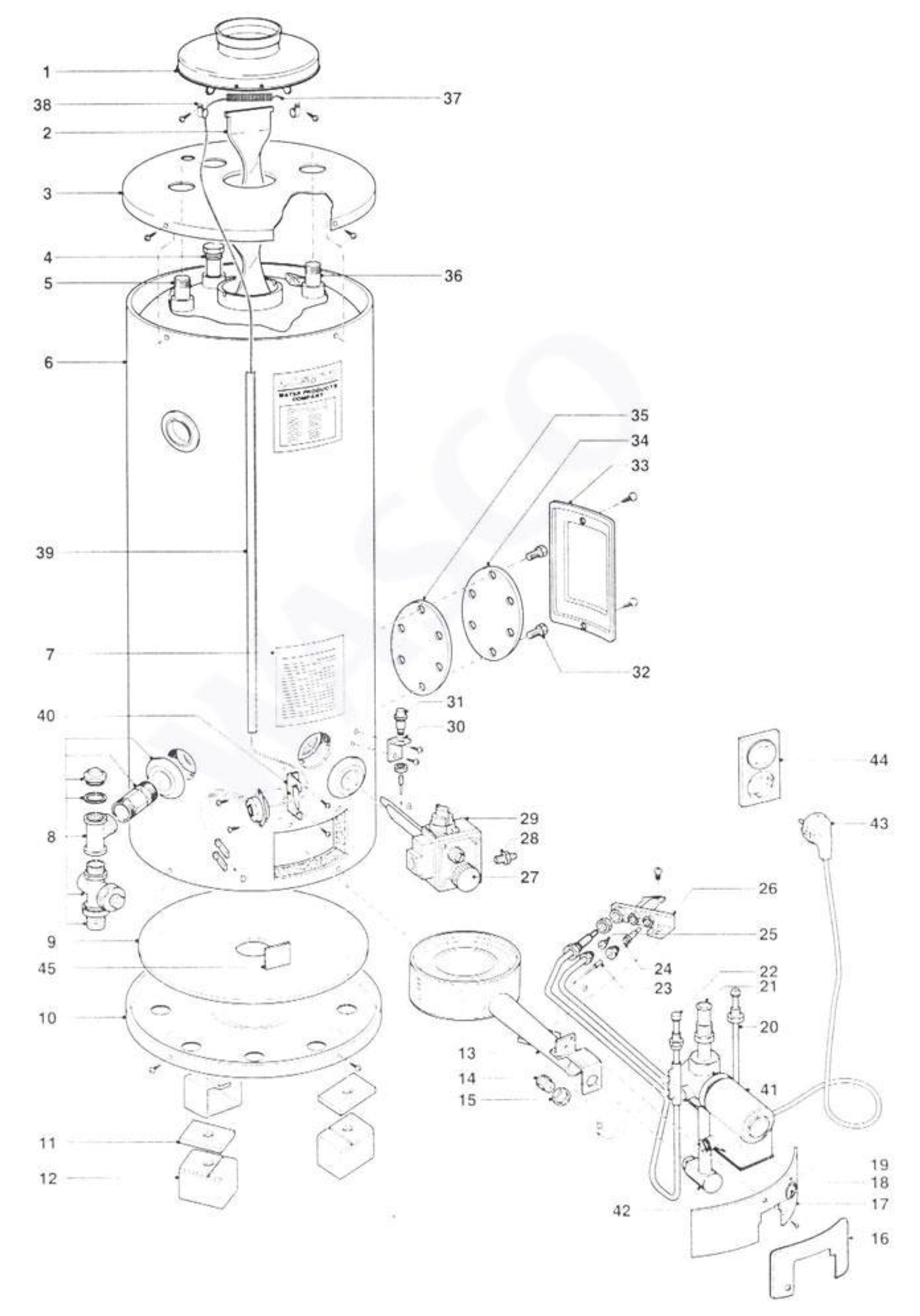 A.O. Smith BT(T)E 100 PN exploded tekening