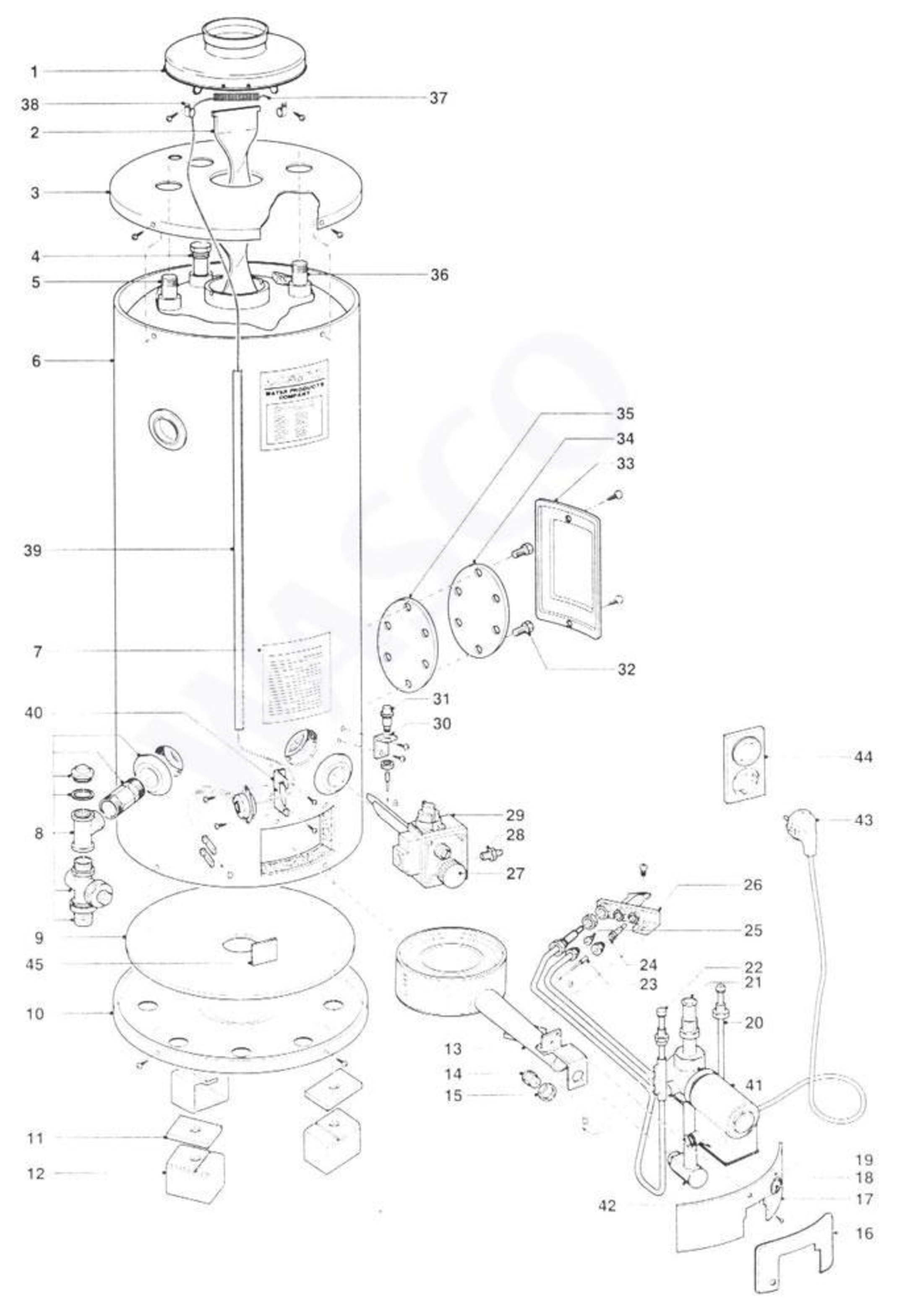 A.O. Smith BT(T)E 65 TNN exploded tekening