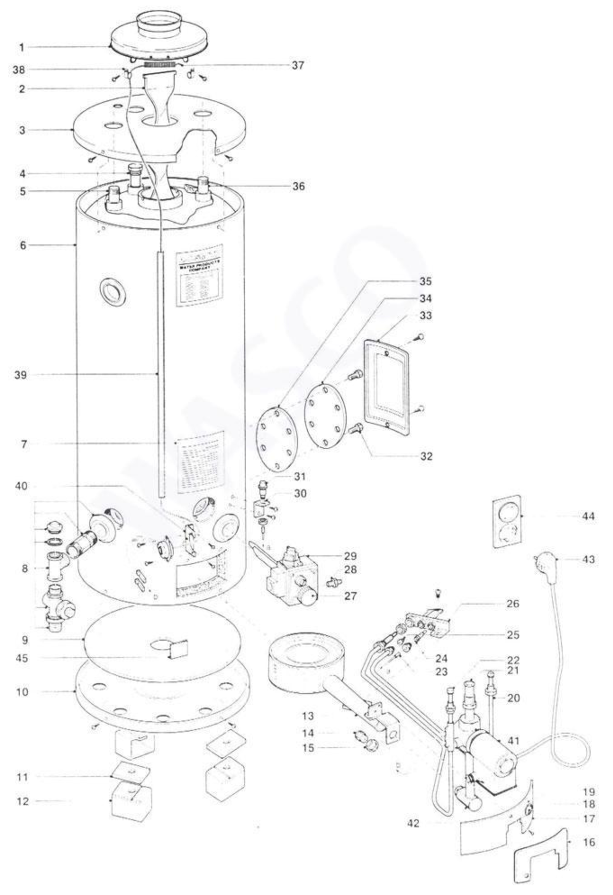 A.O. Smith BT(T)E 85 PN exploded tekening