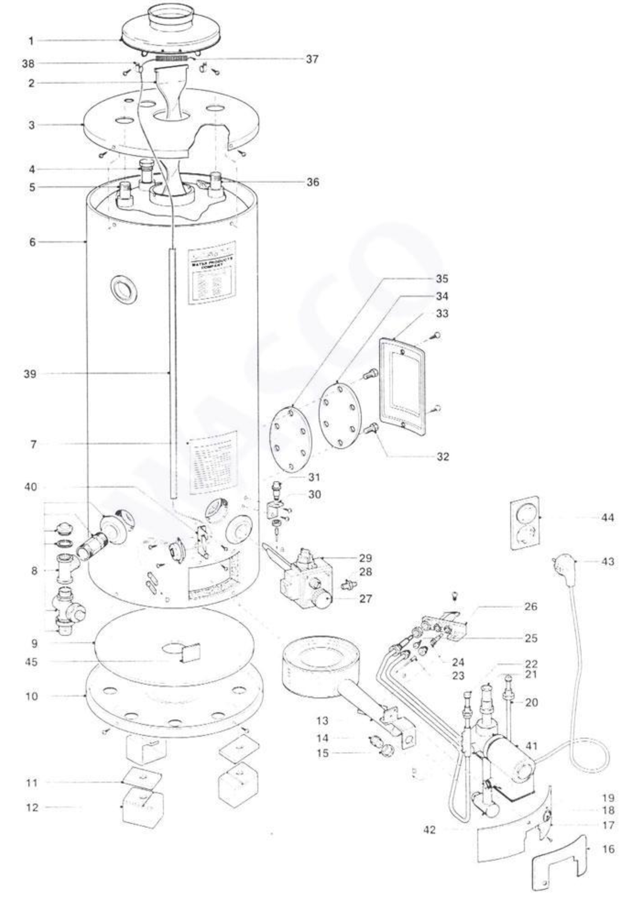 A.O. Smith BT(T)E 85 TNN exploded tekening