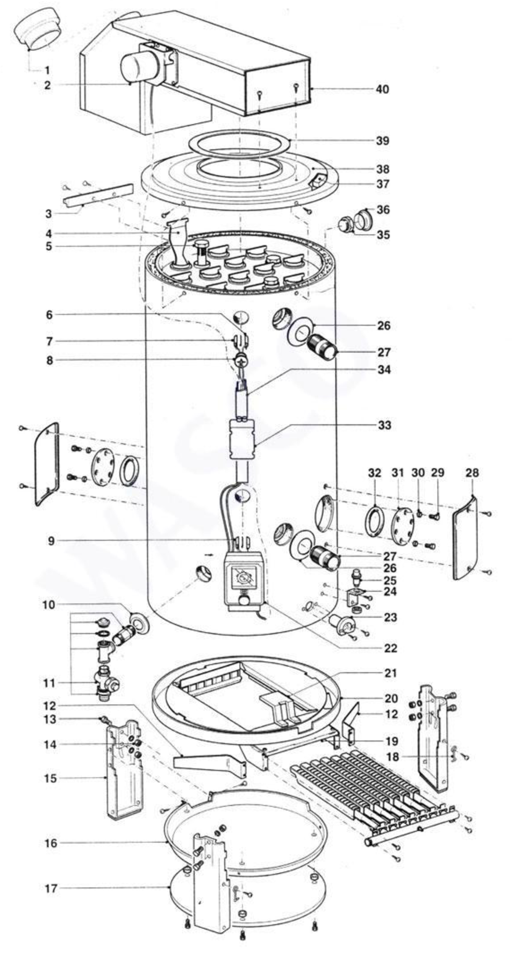 A.O. Smith BTE 155 NN exploded tekening