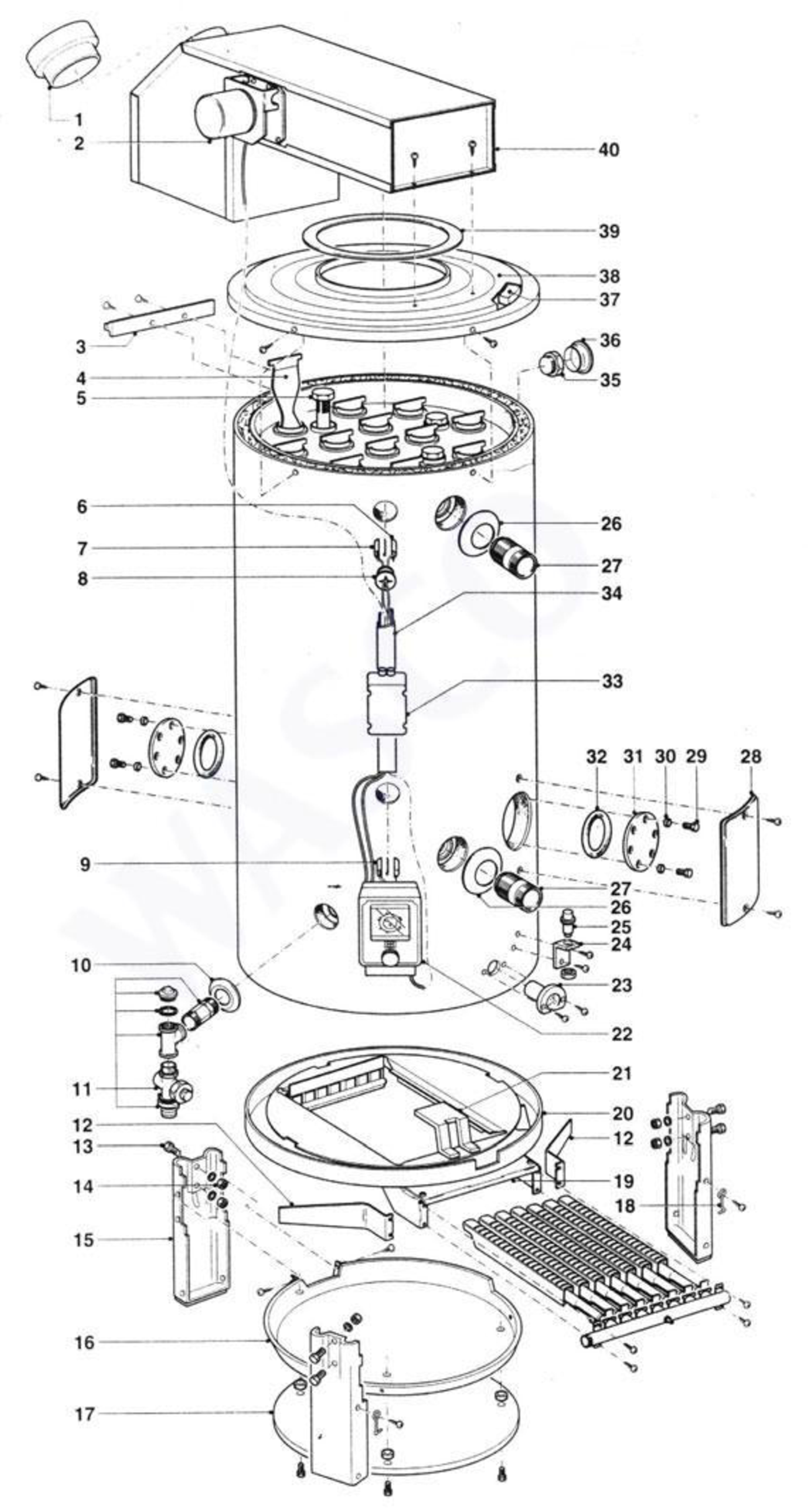 A.O. Smith BTE 197 NN exploded tekening