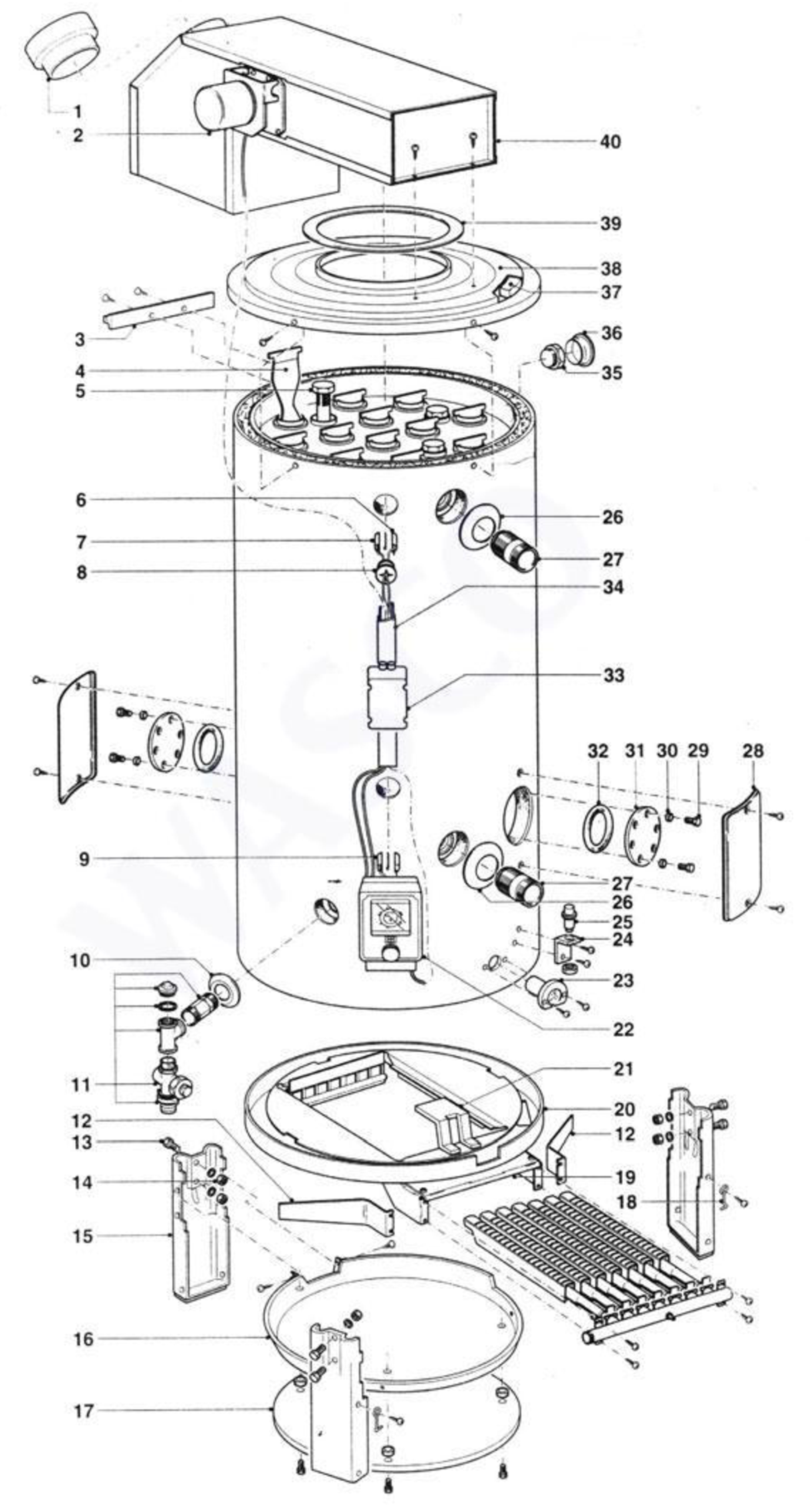 A.O. Smith BTE 270 NN exploded tekening