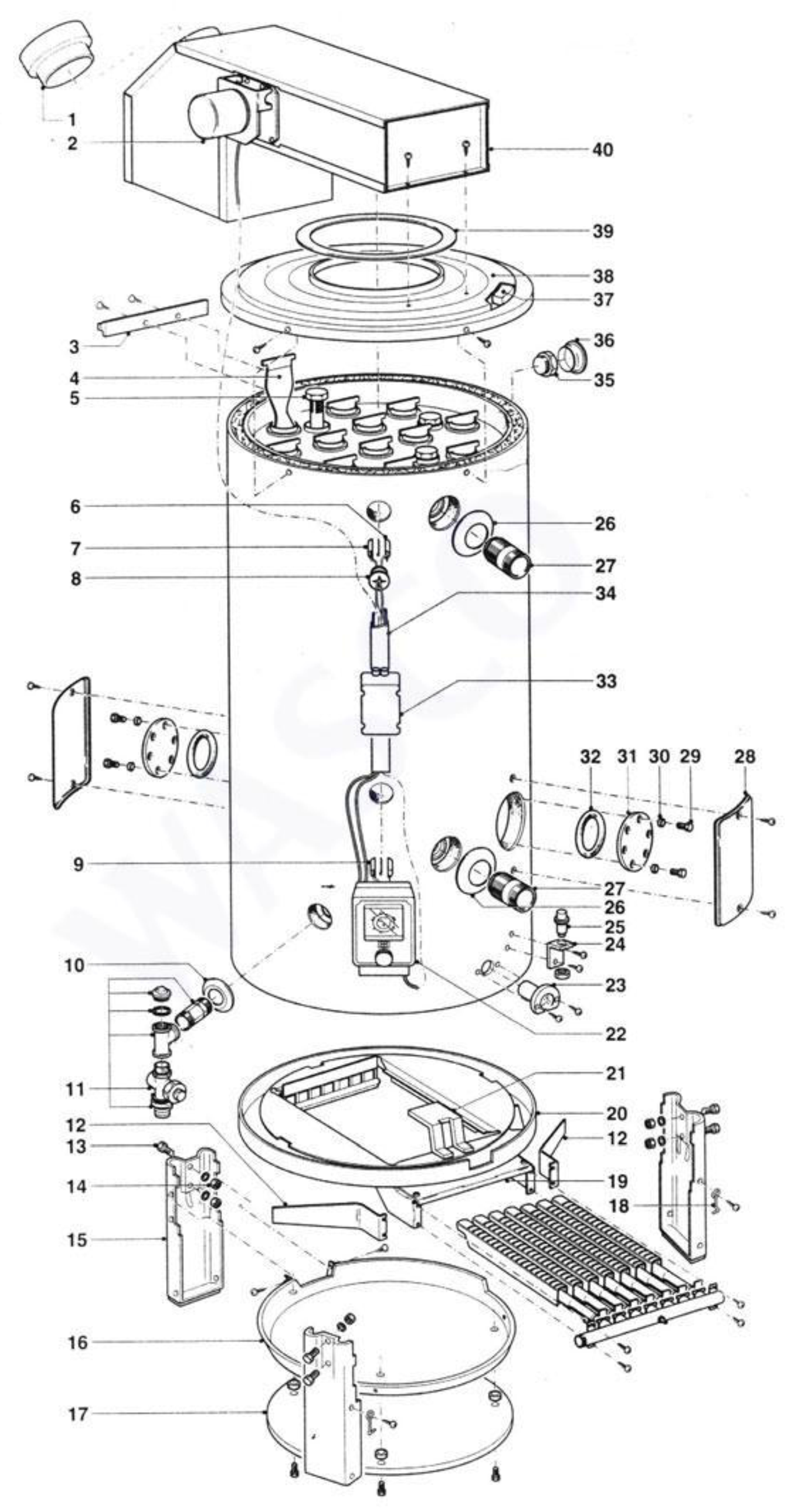 A.O. Smith BTE 500 NN exploded tekening