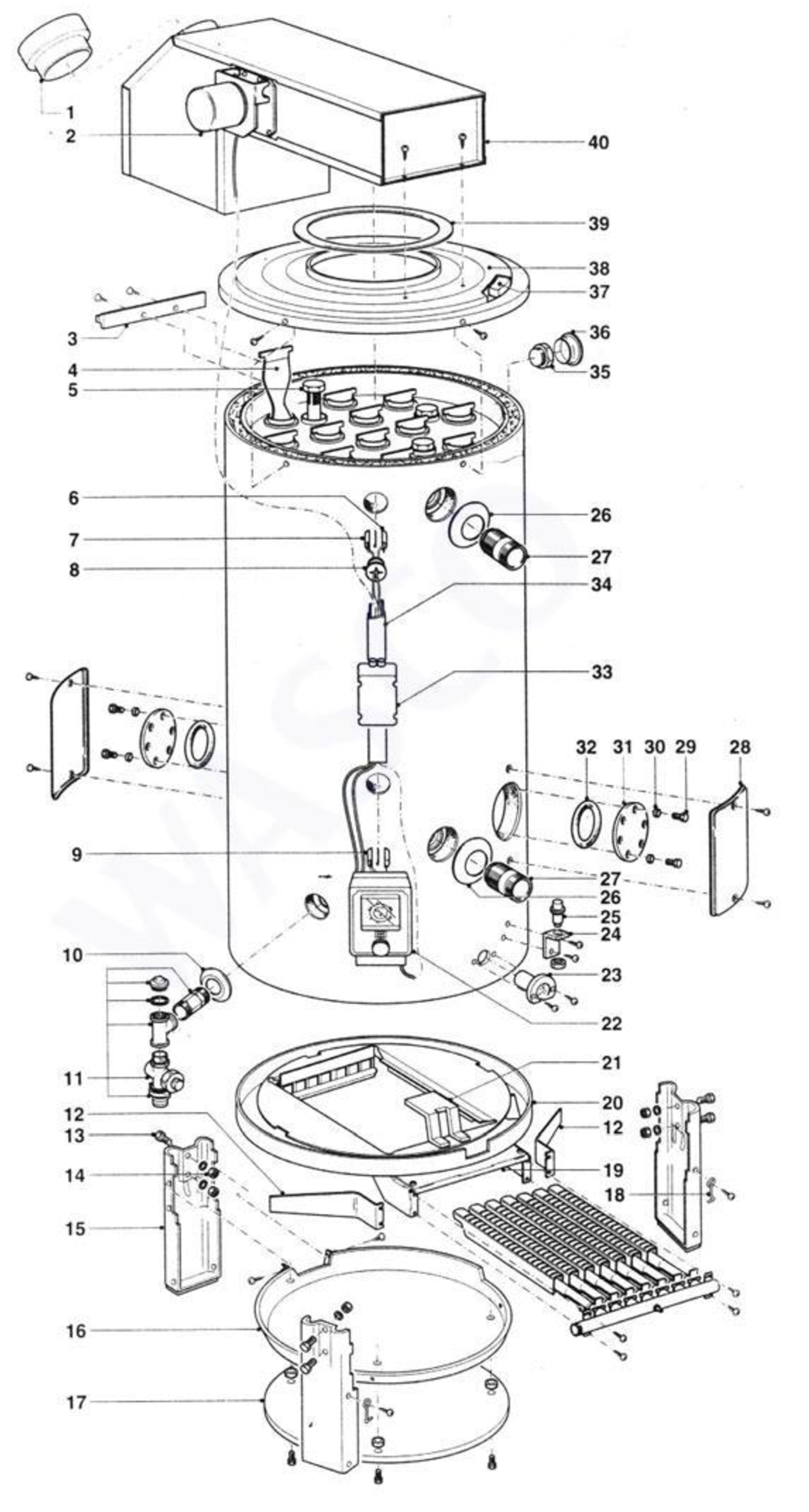 A.O. Smith BTR 500 exploded tekening