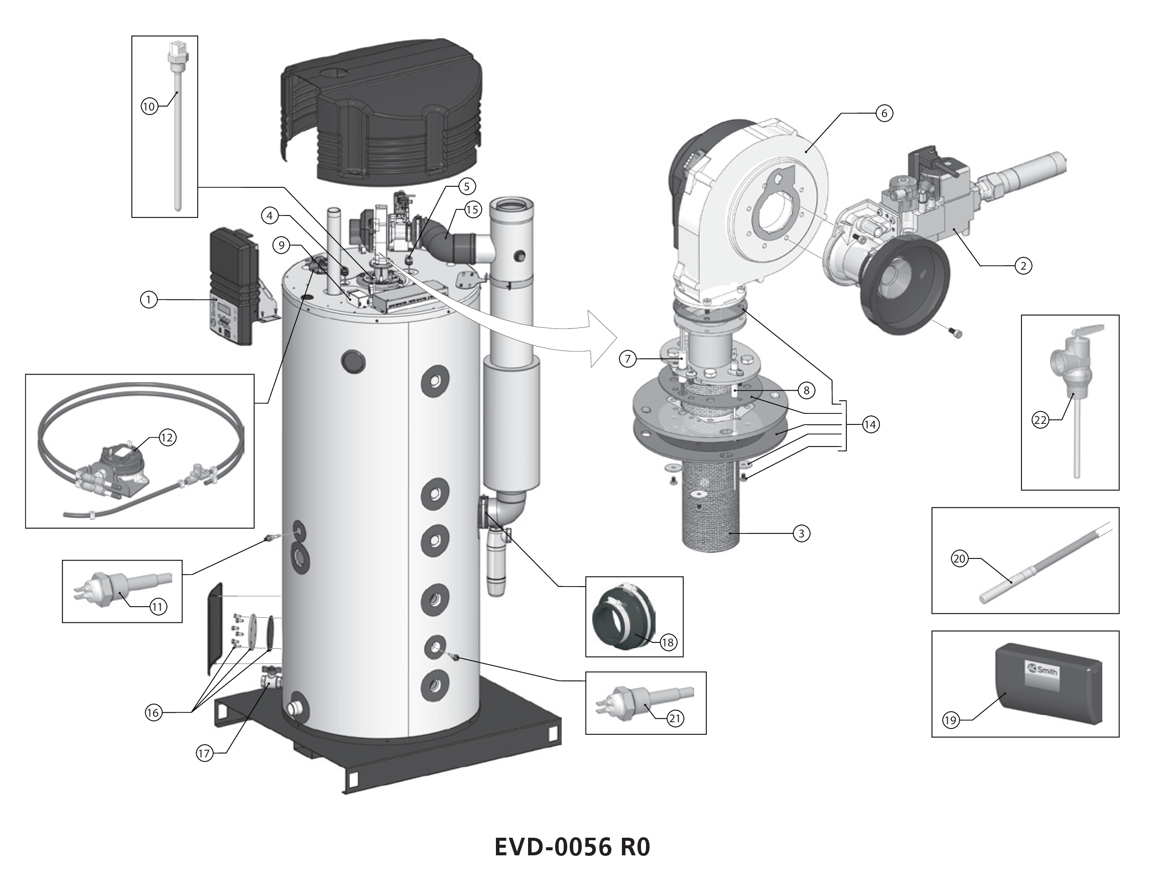 A.O. Smith SGE 40 (tot 30-12-2012) exploded tekening
