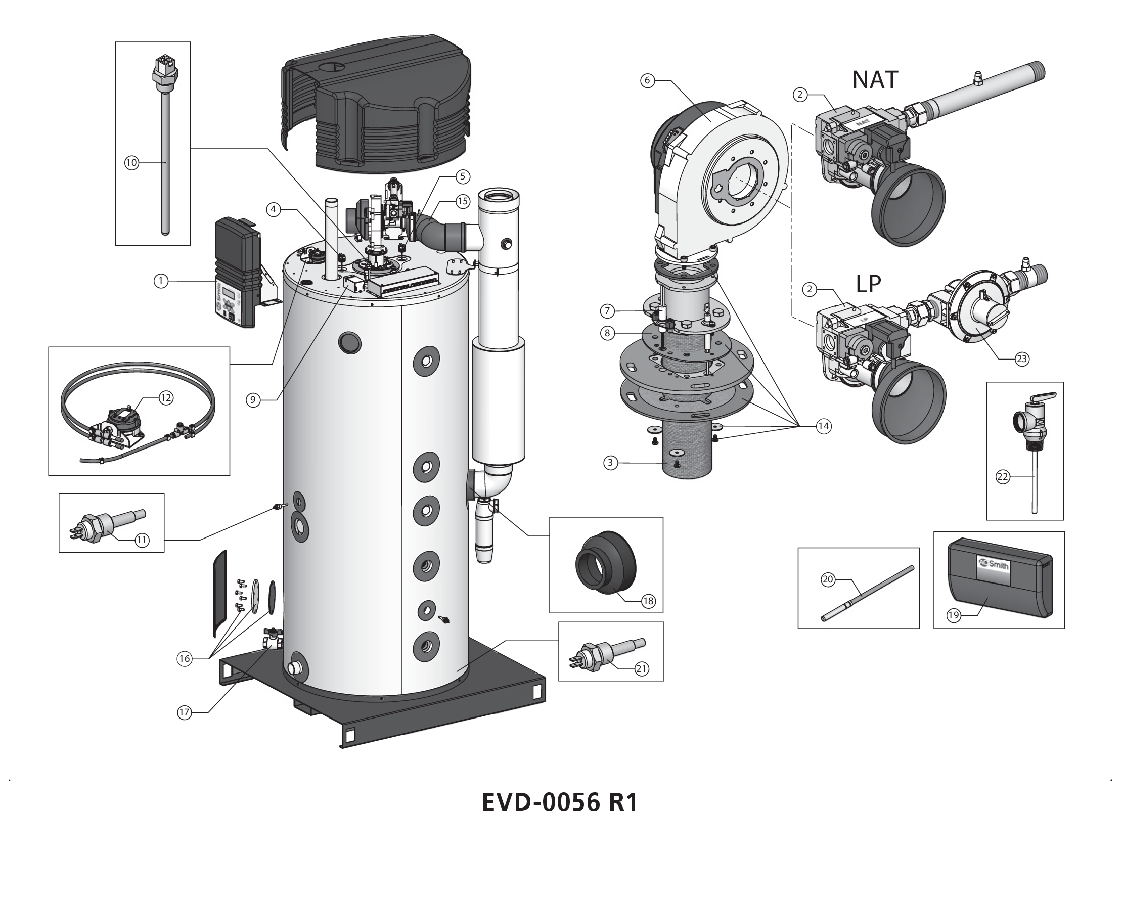 A.O. Smith SGE 60 (na 31-12-2012) exploded tekening