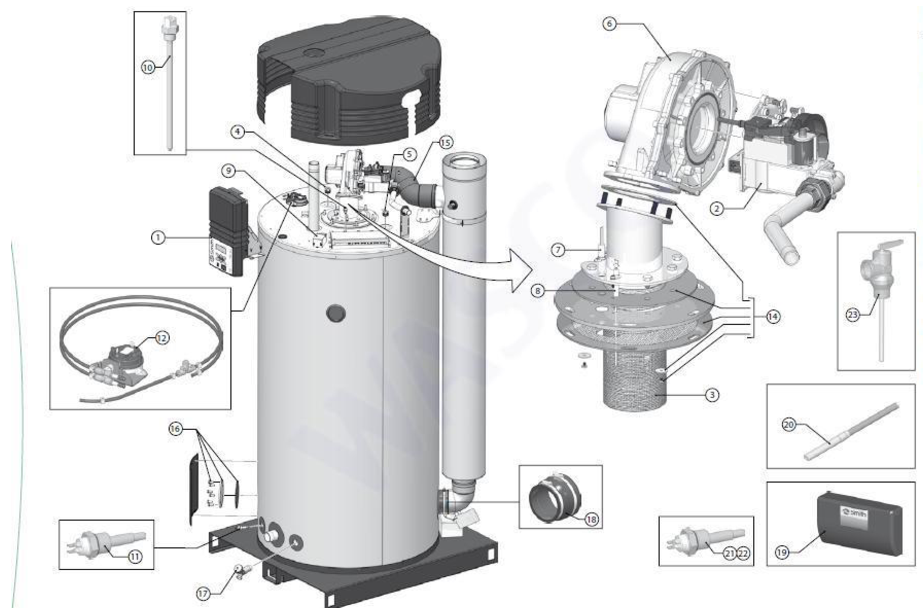 A.O. Smith SGS 100 (na 09-2009) exploded tekening