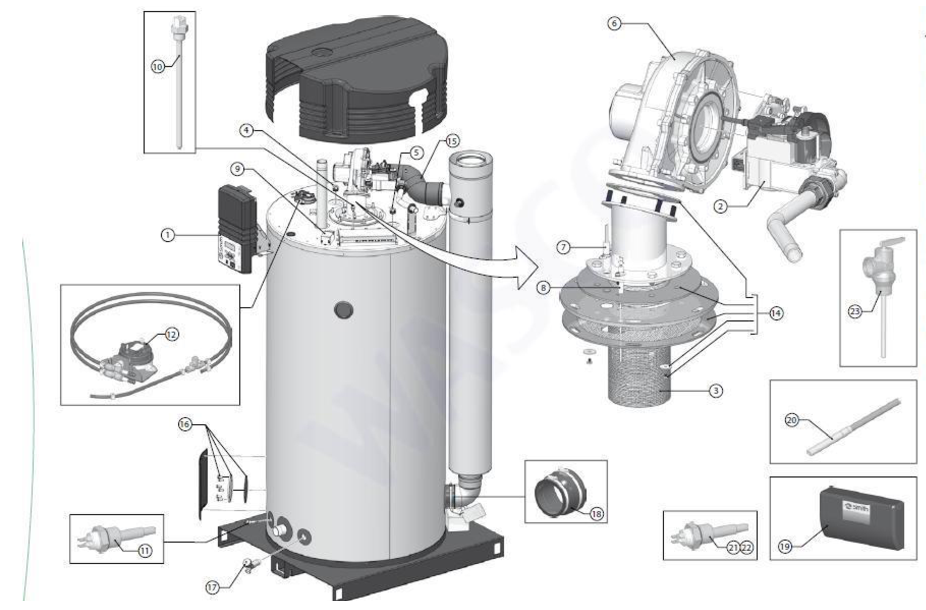 A.O. Smith SGS 120 (na 09-2009) exploded tekening