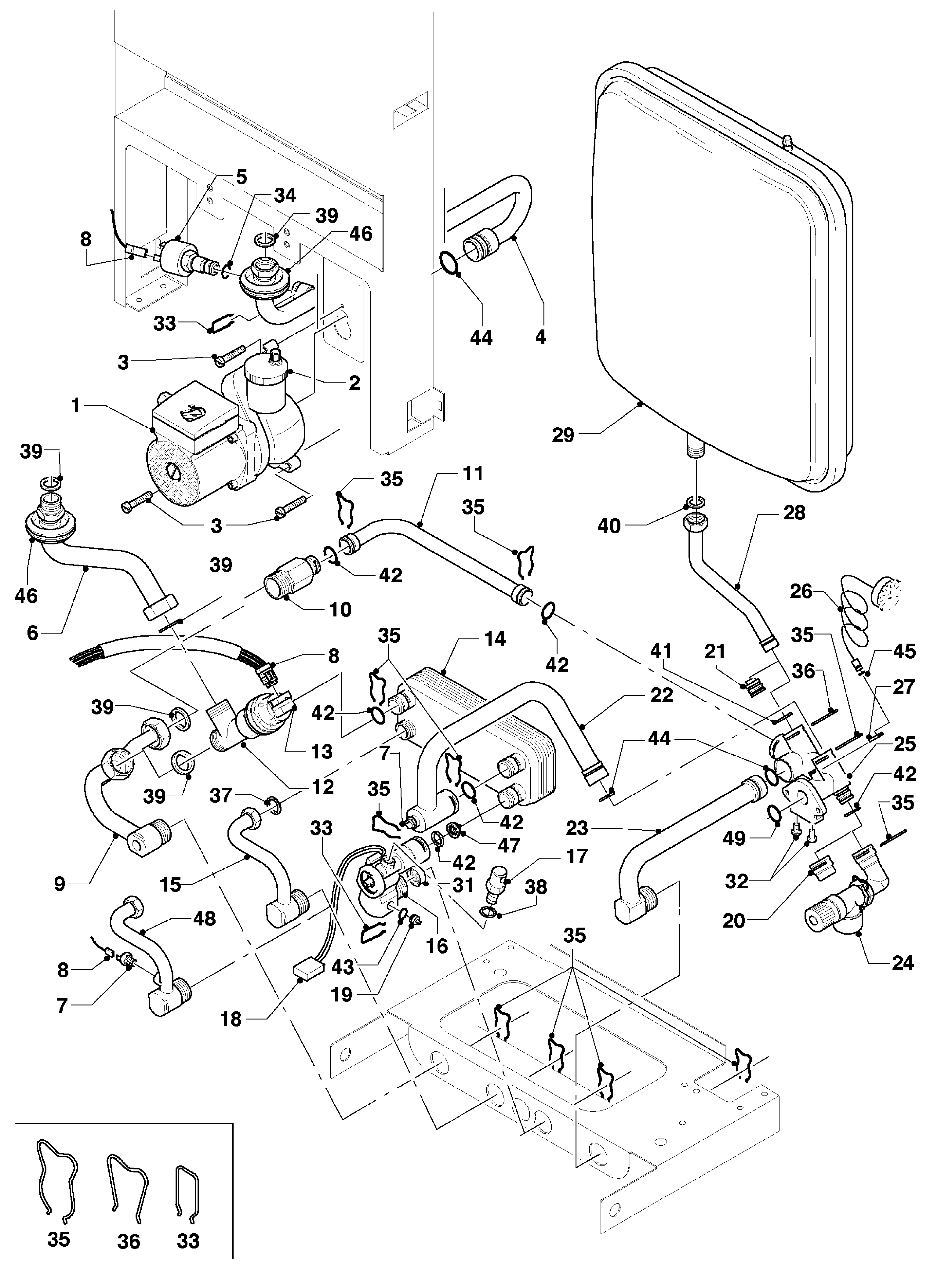 Vaillant Combiketel Turbo CWK 245/3 R1 exploded tekening