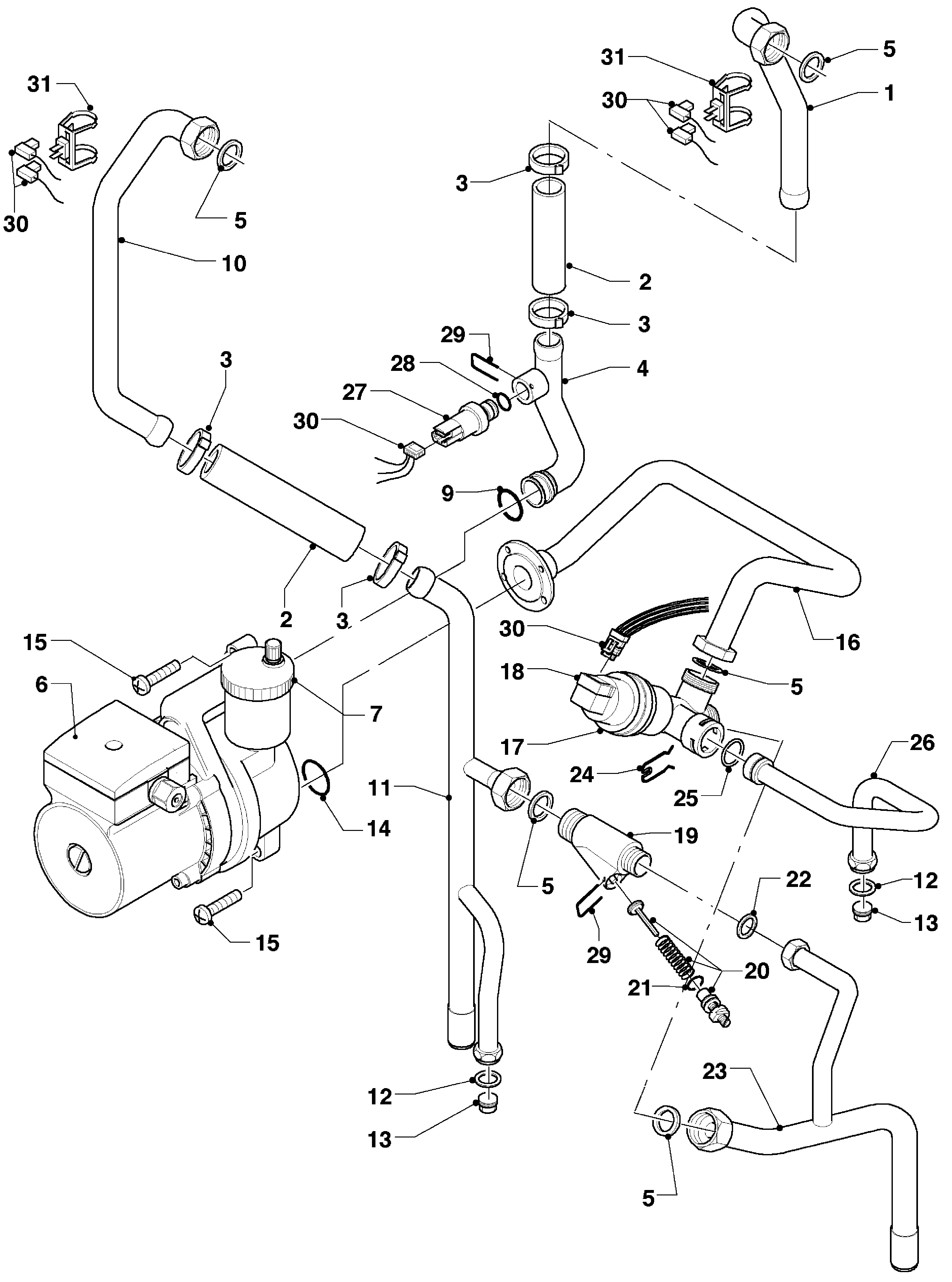 Vaillant hrEXCLUSIEF VHR 20/4 S R1 exploded tekening