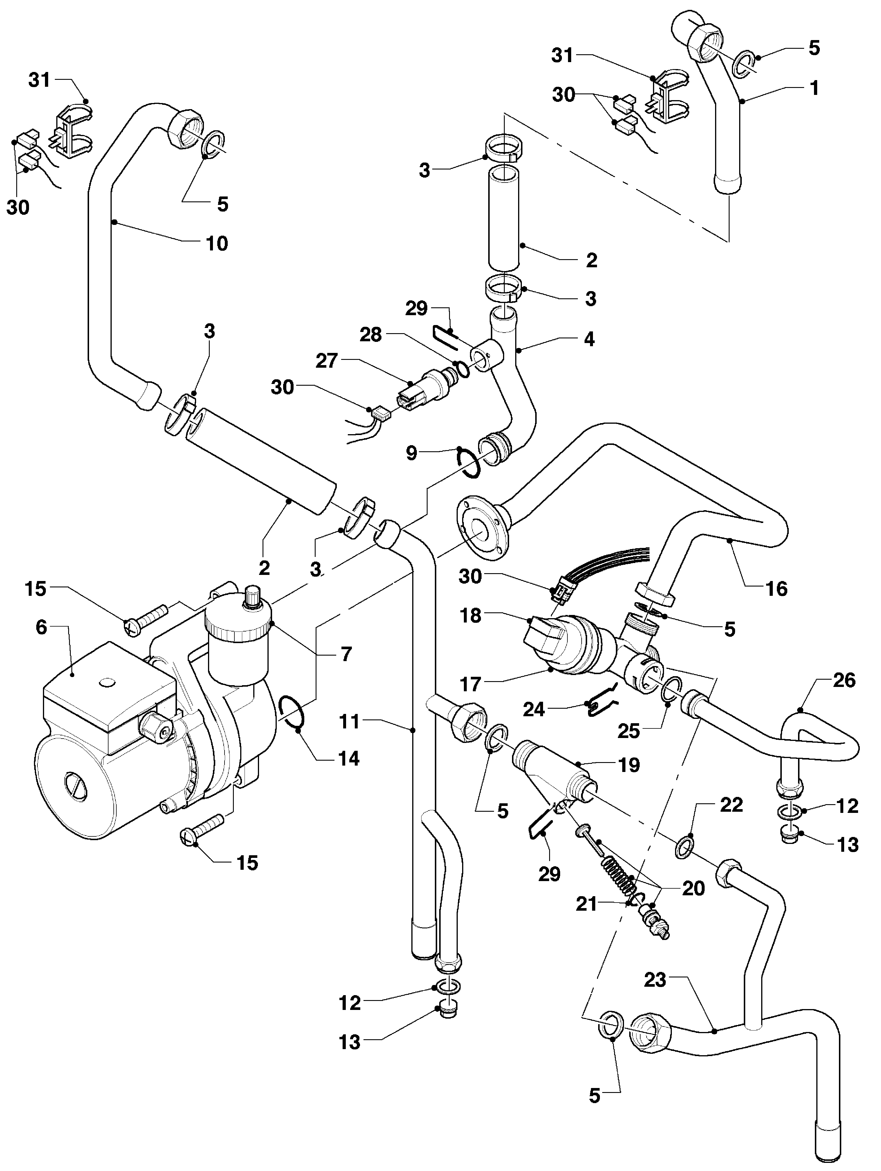 Vaillant hrEXCLUSIEF VHR 25/4 S R1 exploded tekening