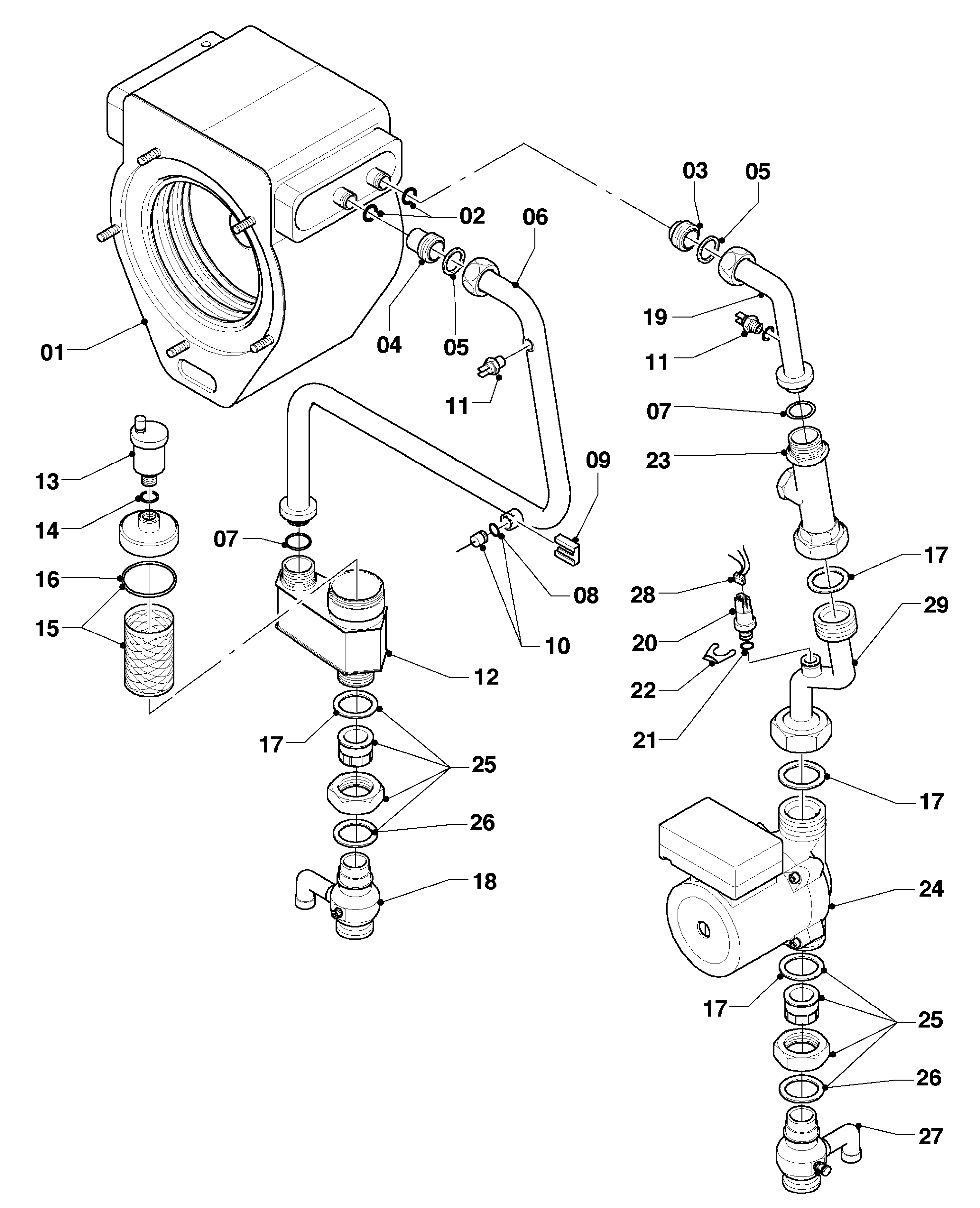 Vaillant hrEXCLUSIEF VHR 45/4 S exploded tekening