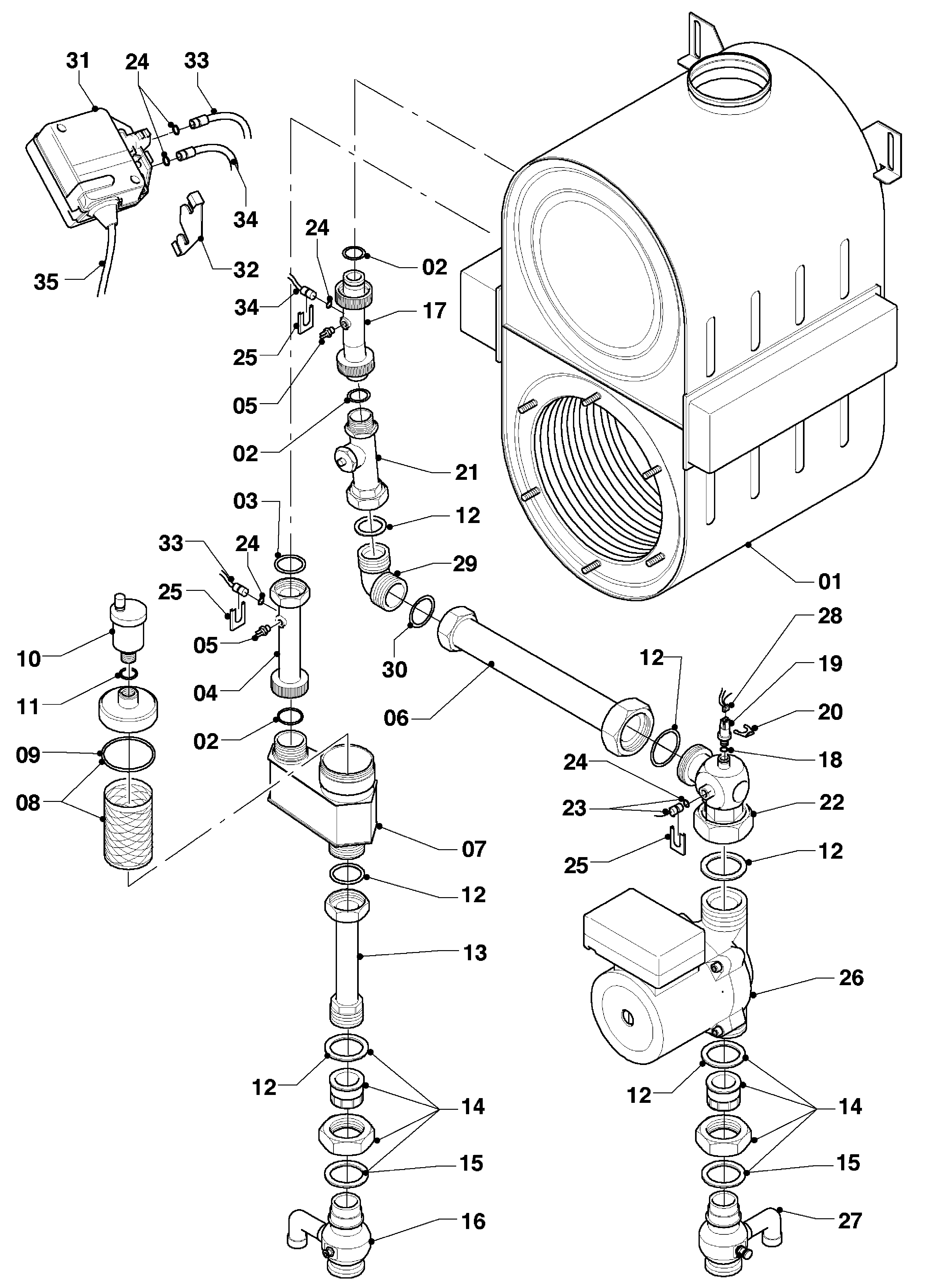 Vaillant hrEXCLUSIEF VHR 65/4 S exploded tekening