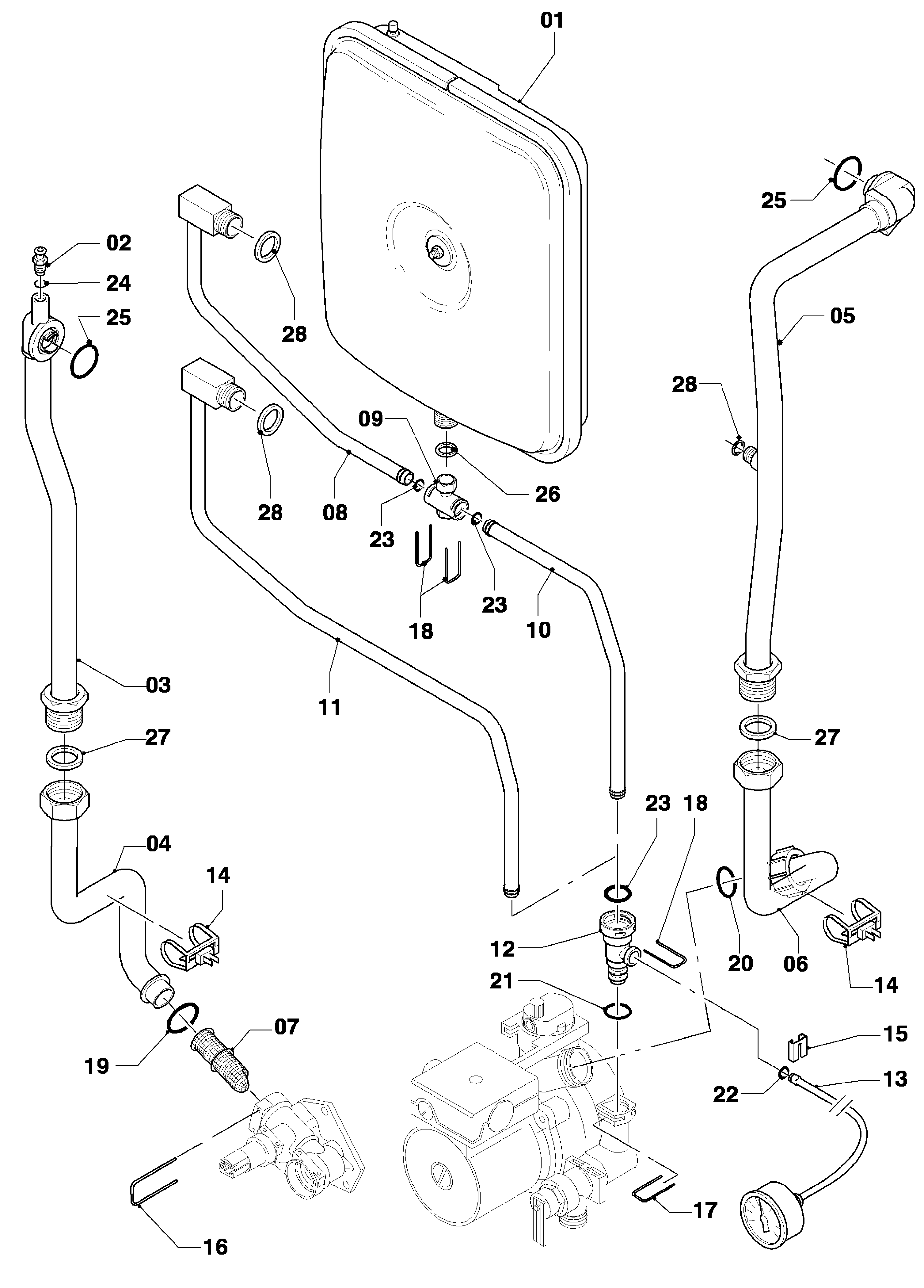 Vaillant thermoCOMPACT VC 254/4-7 exploded tekening