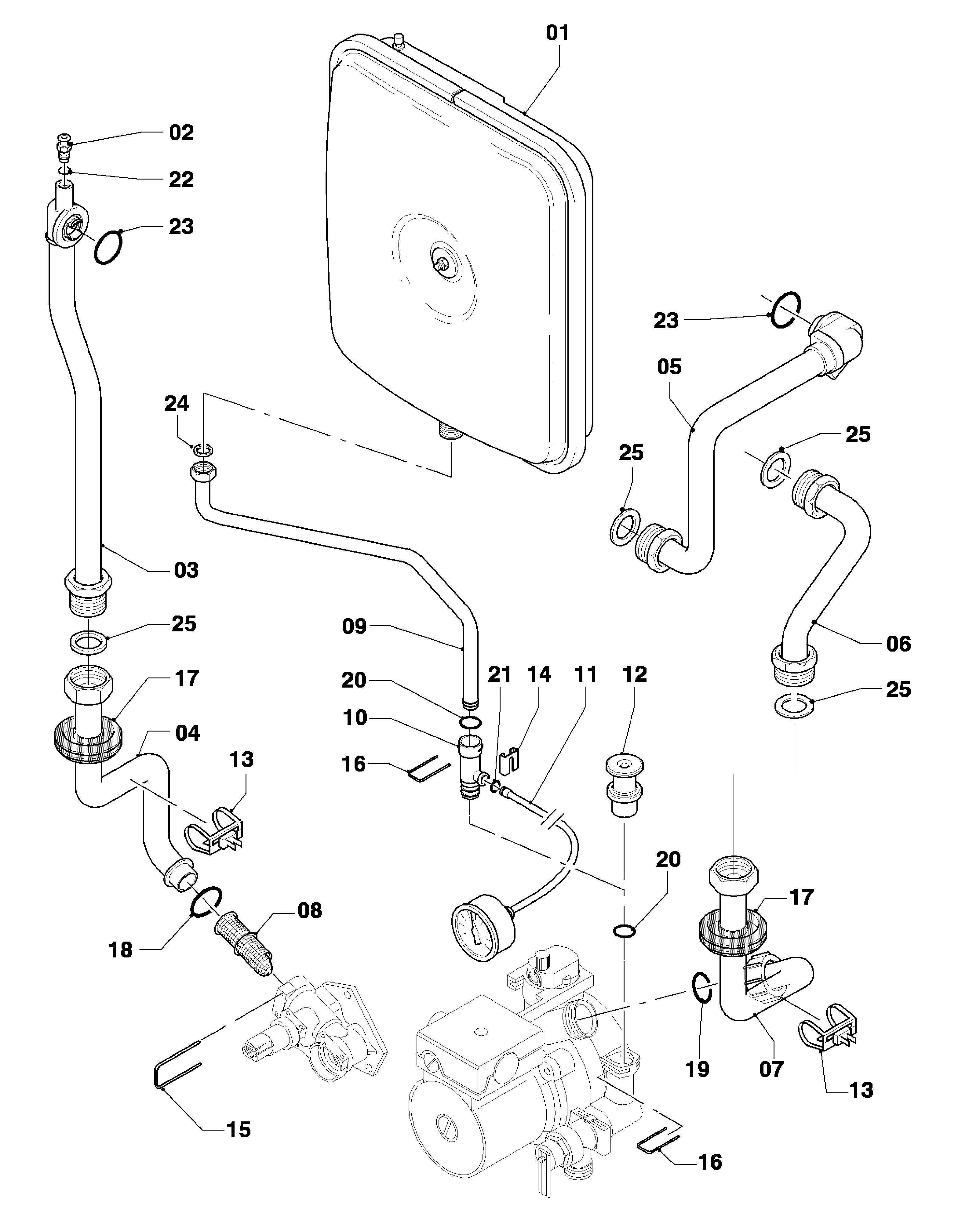 Vaillant thermoCOMPACT VC 255/4-7 Turbo exploded tekening
