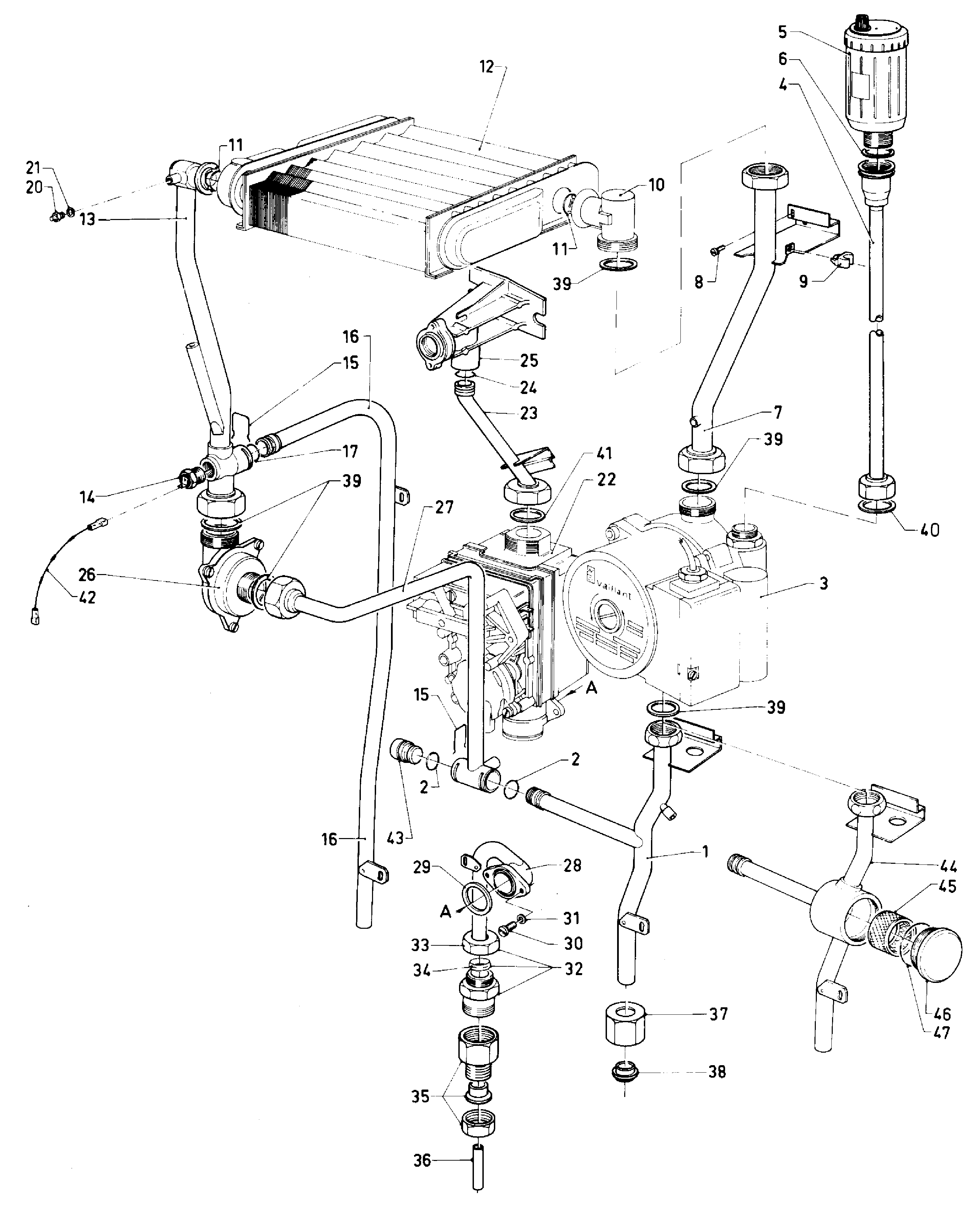 Vaillant Cv-ketel VC 110 XE (TTB) exploded tekening