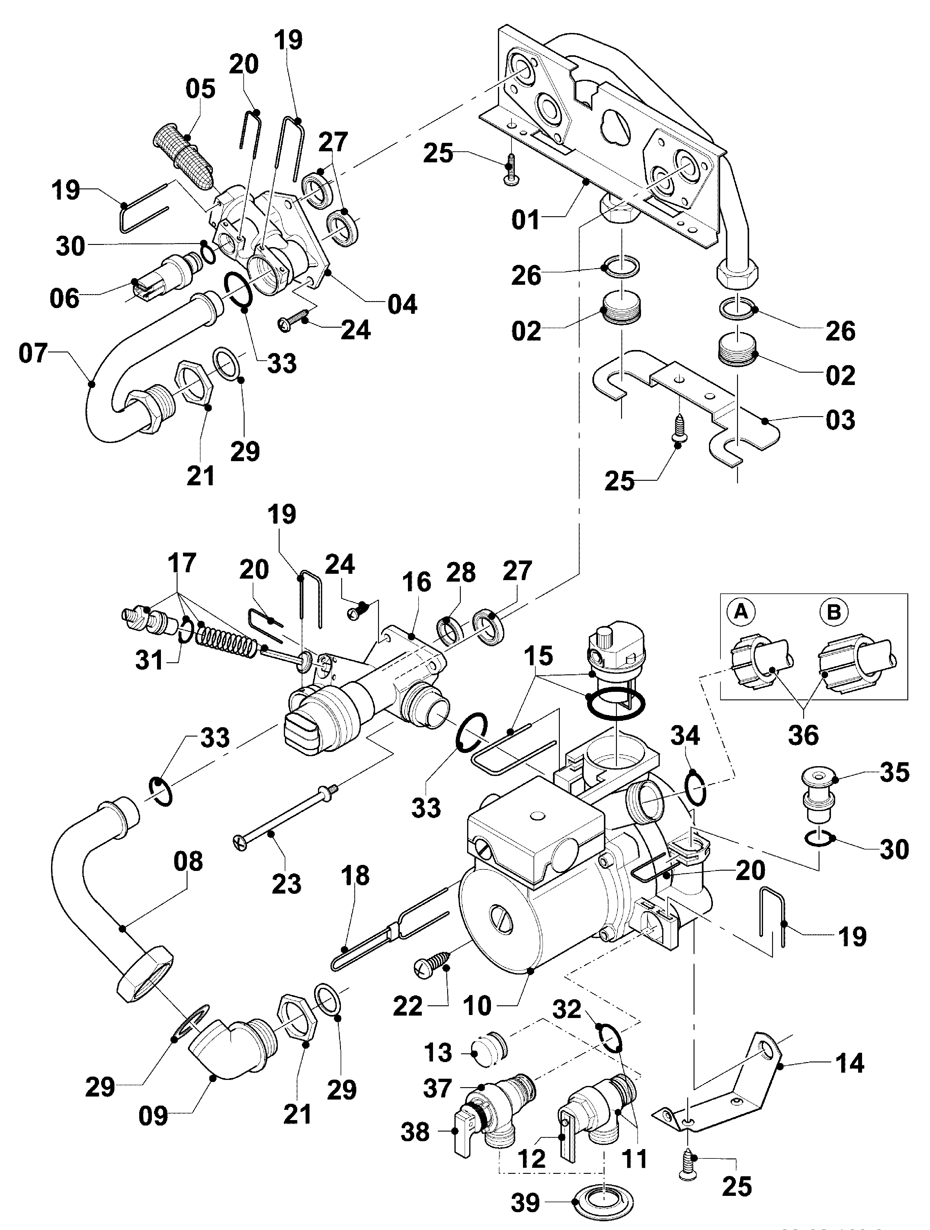 Vaillant Cv-ketel VC 254/4-7 exploded tekening