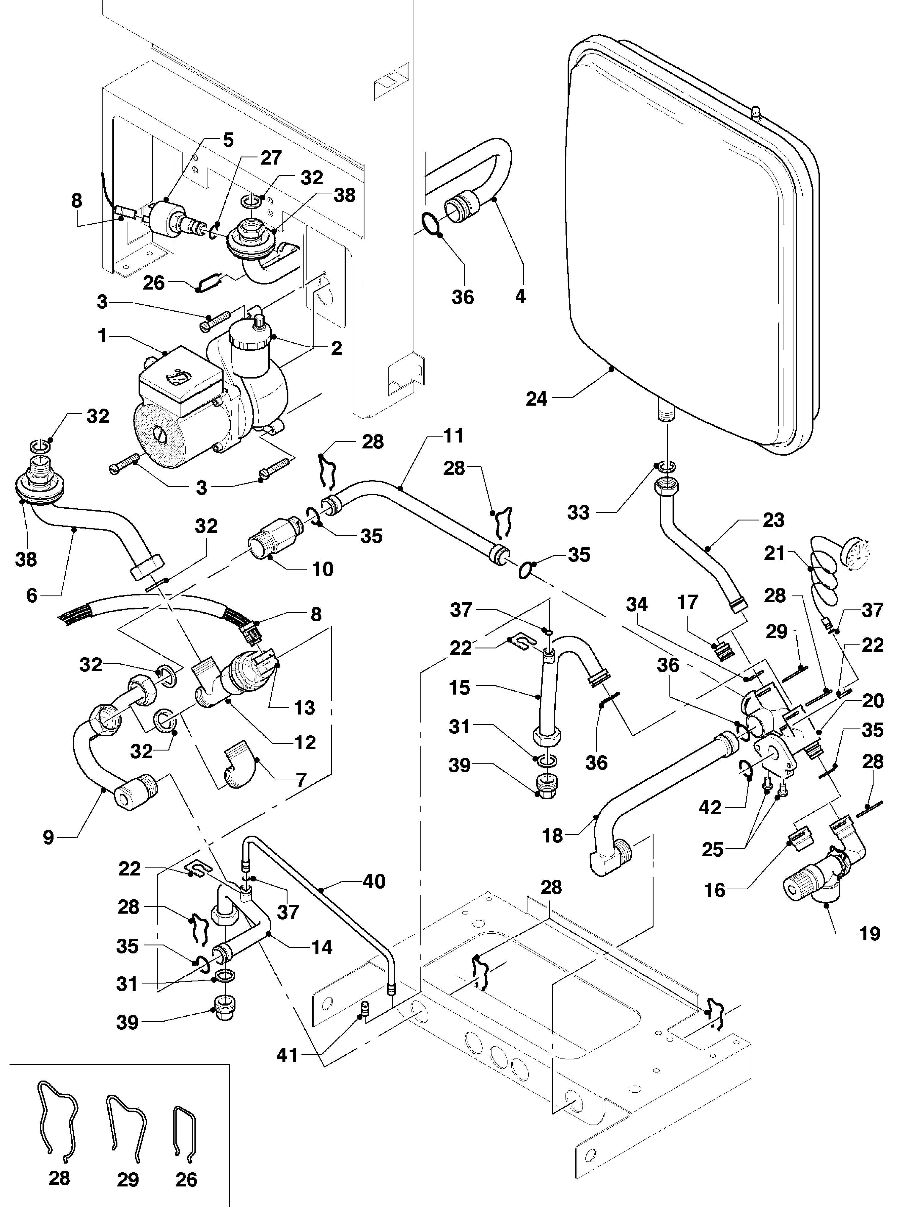 Vaillant Cv-ketel Turbo VC 255/3 R1 exploded tekening