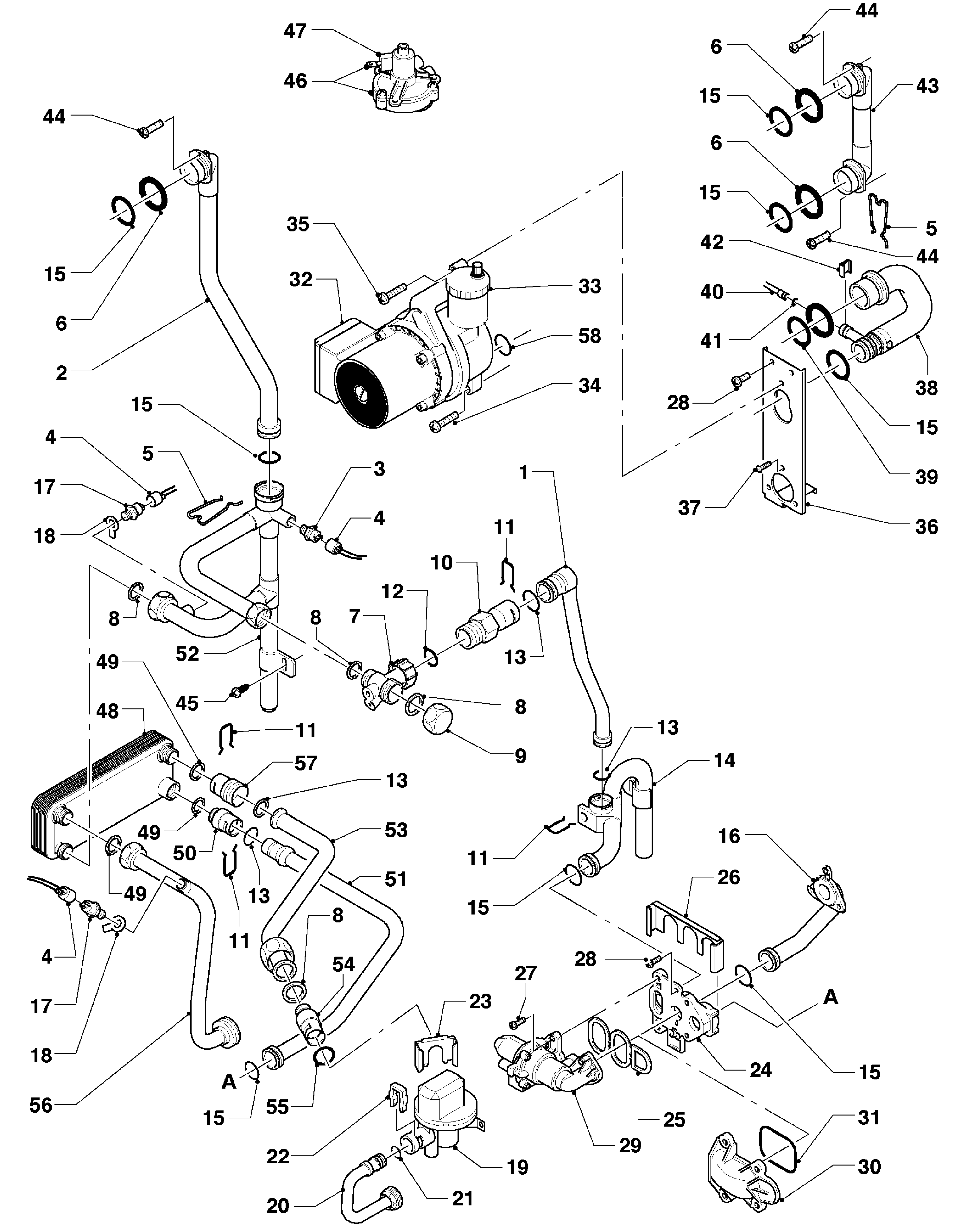 Vaillant Cv-ketel Turbo VC 255 E exploded tekening