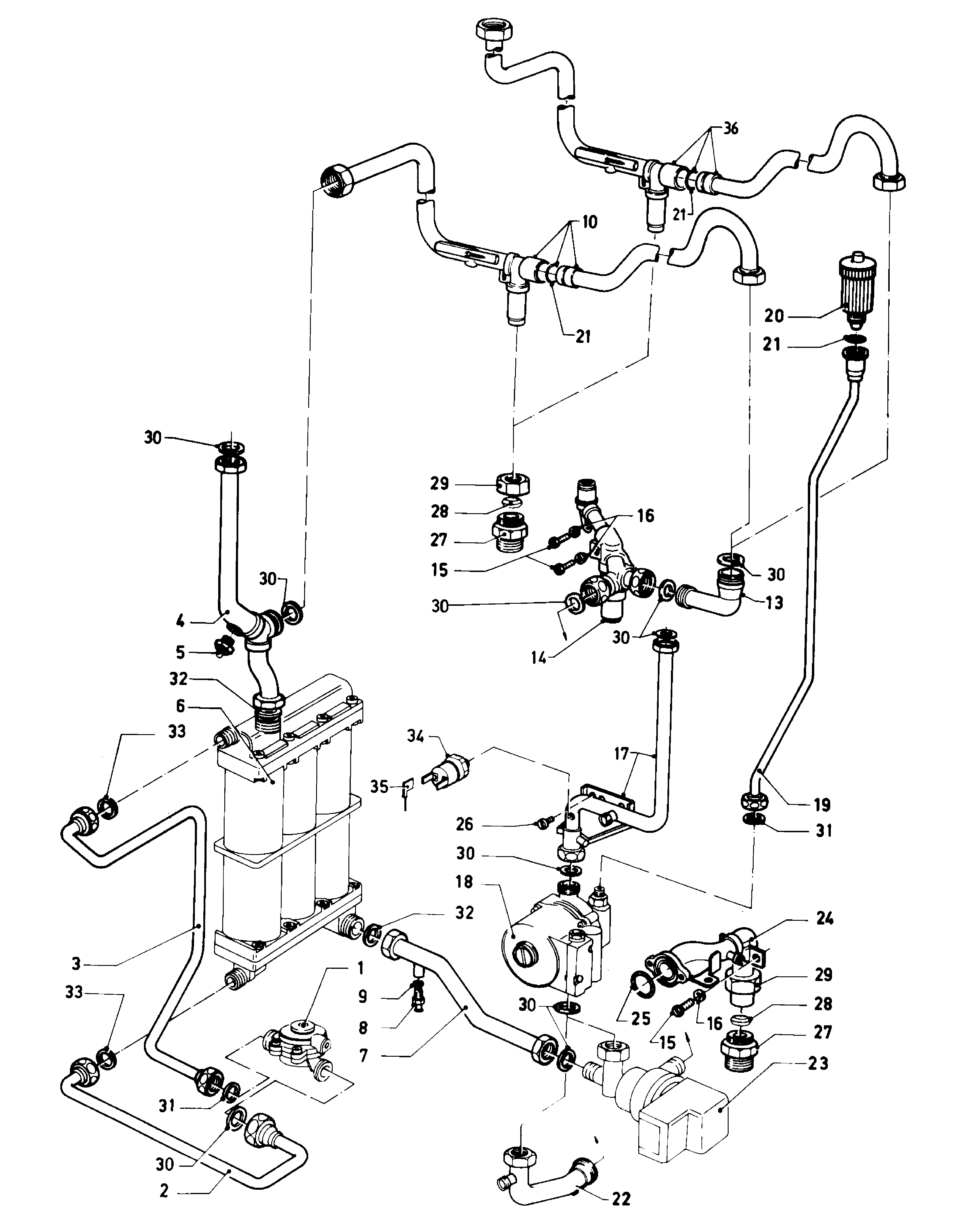 Vaillant Combiketel Turbo VCW 185 E exploded tekening