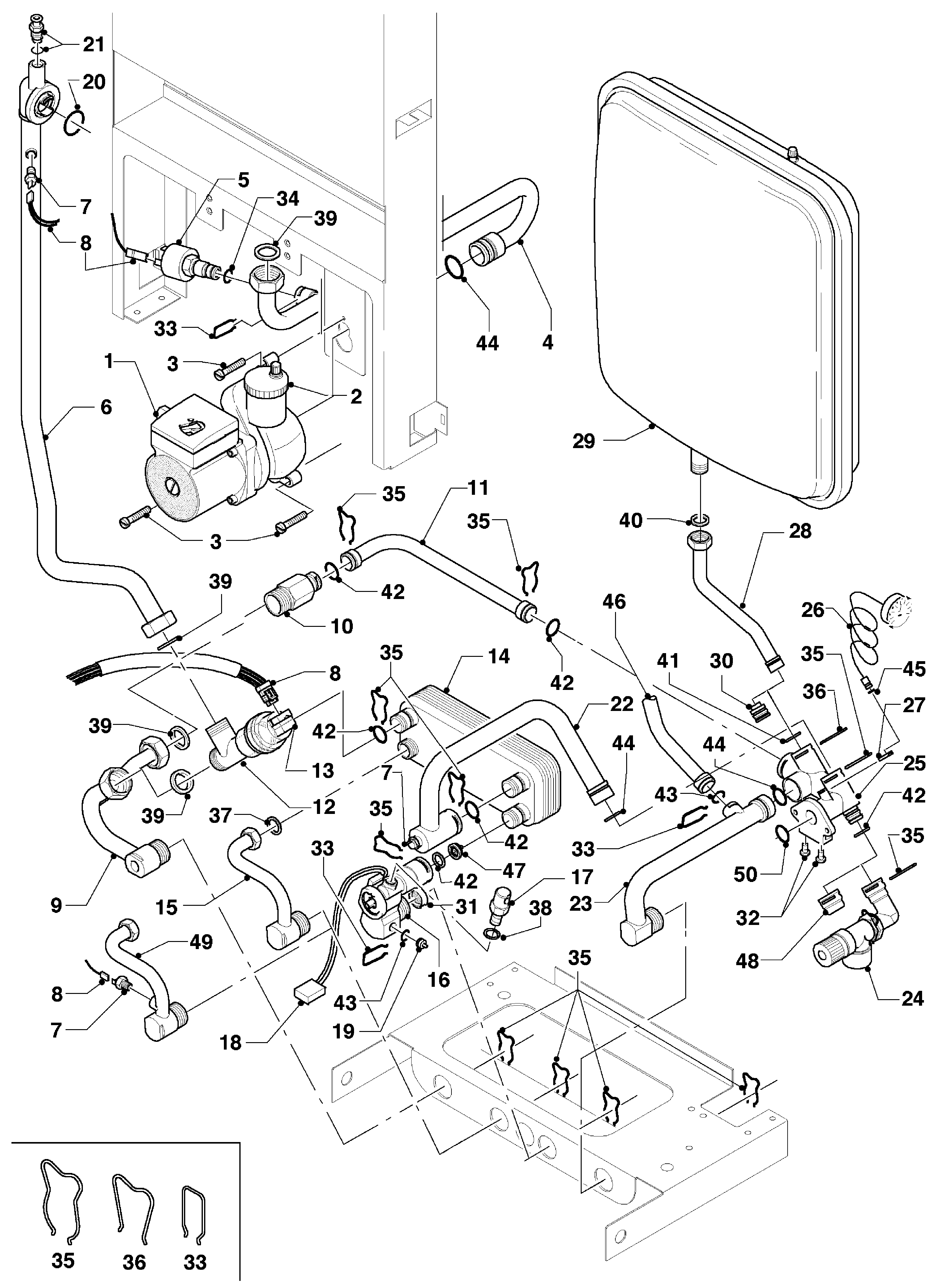 Vaillant Combiketel VCW 254/3 exploded tekening