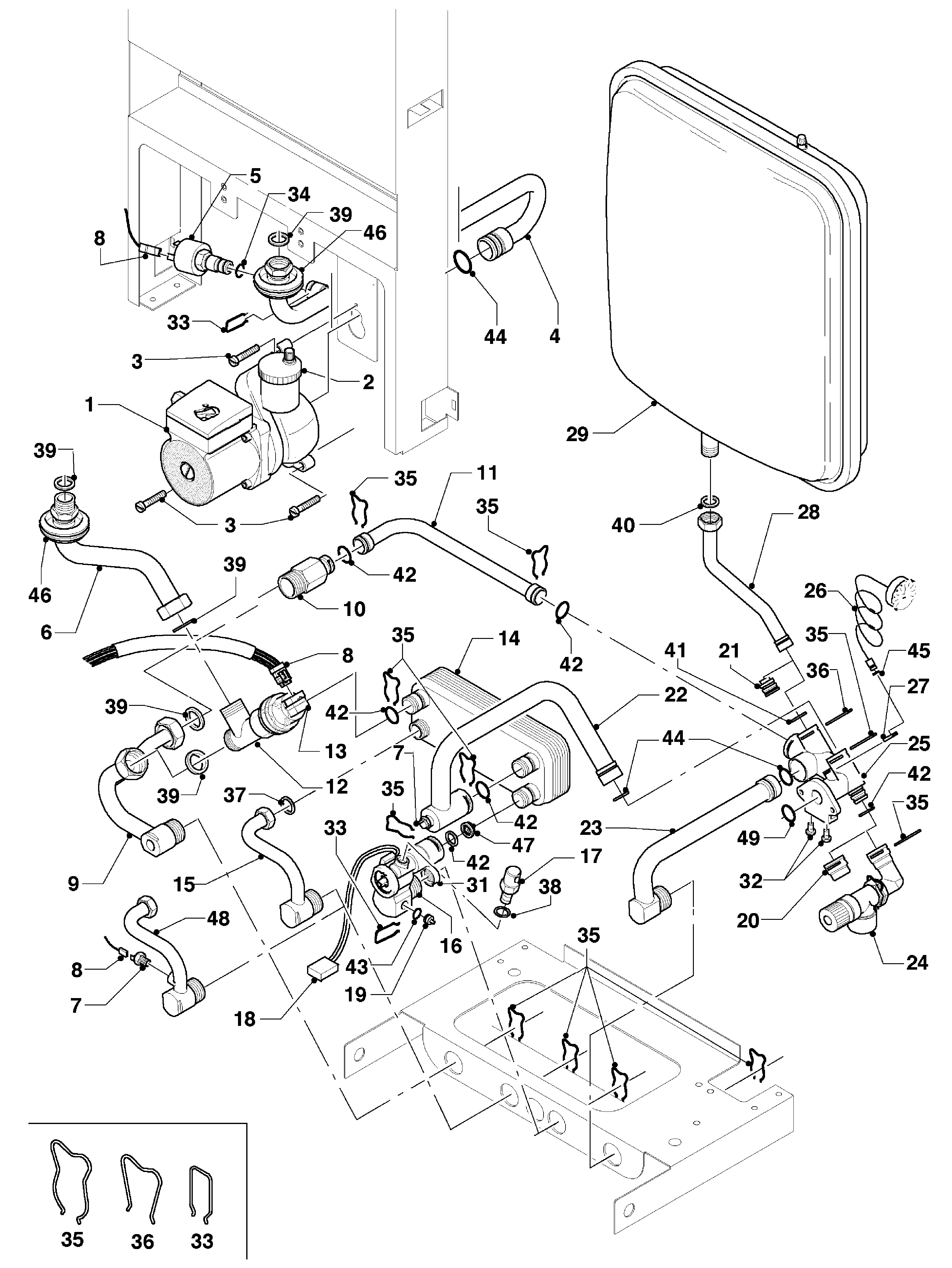 Vaillant Combiketel Turbo VCW 255/3 R1 exploded tekening