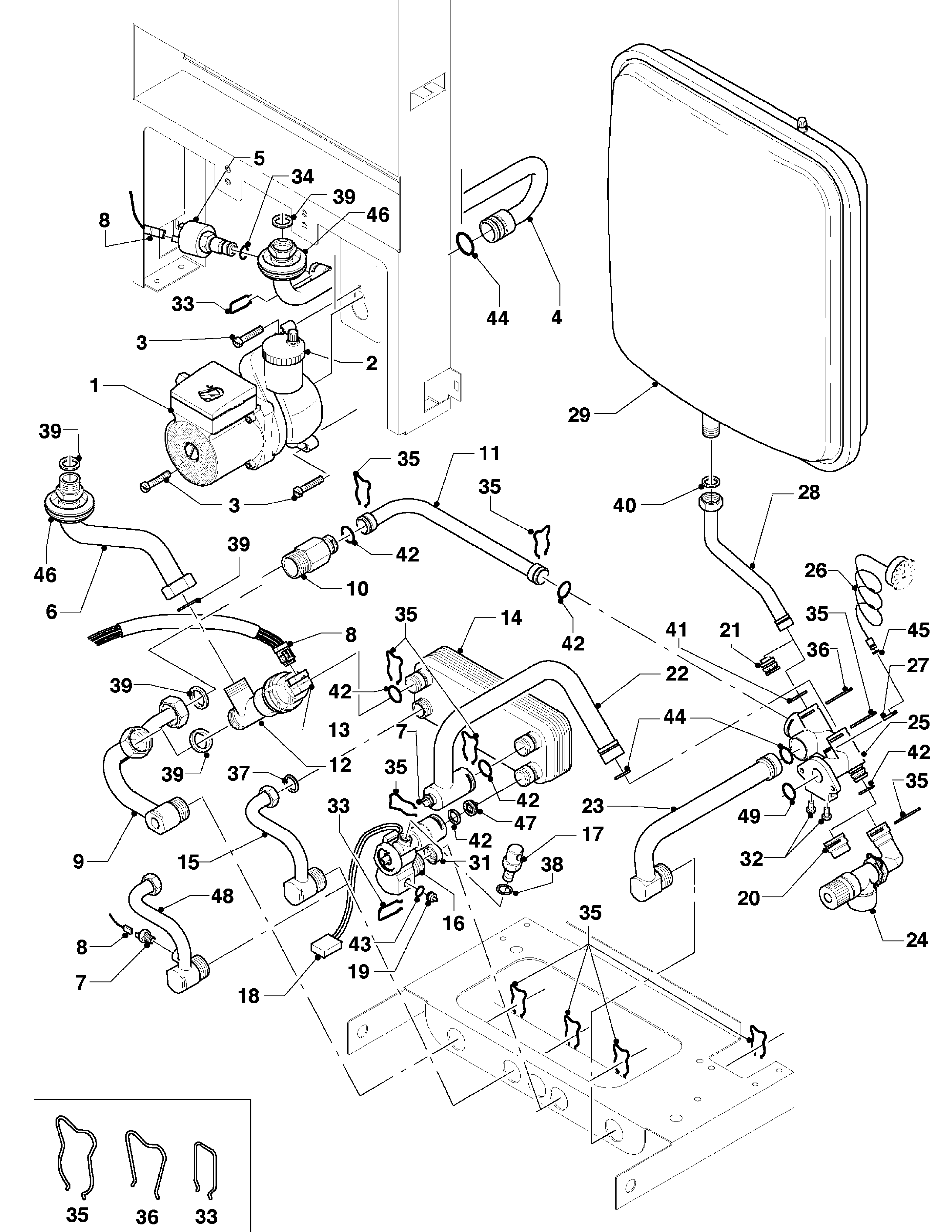 Vaillant Combiketel Turbo VCW 255/3 exploded tekening