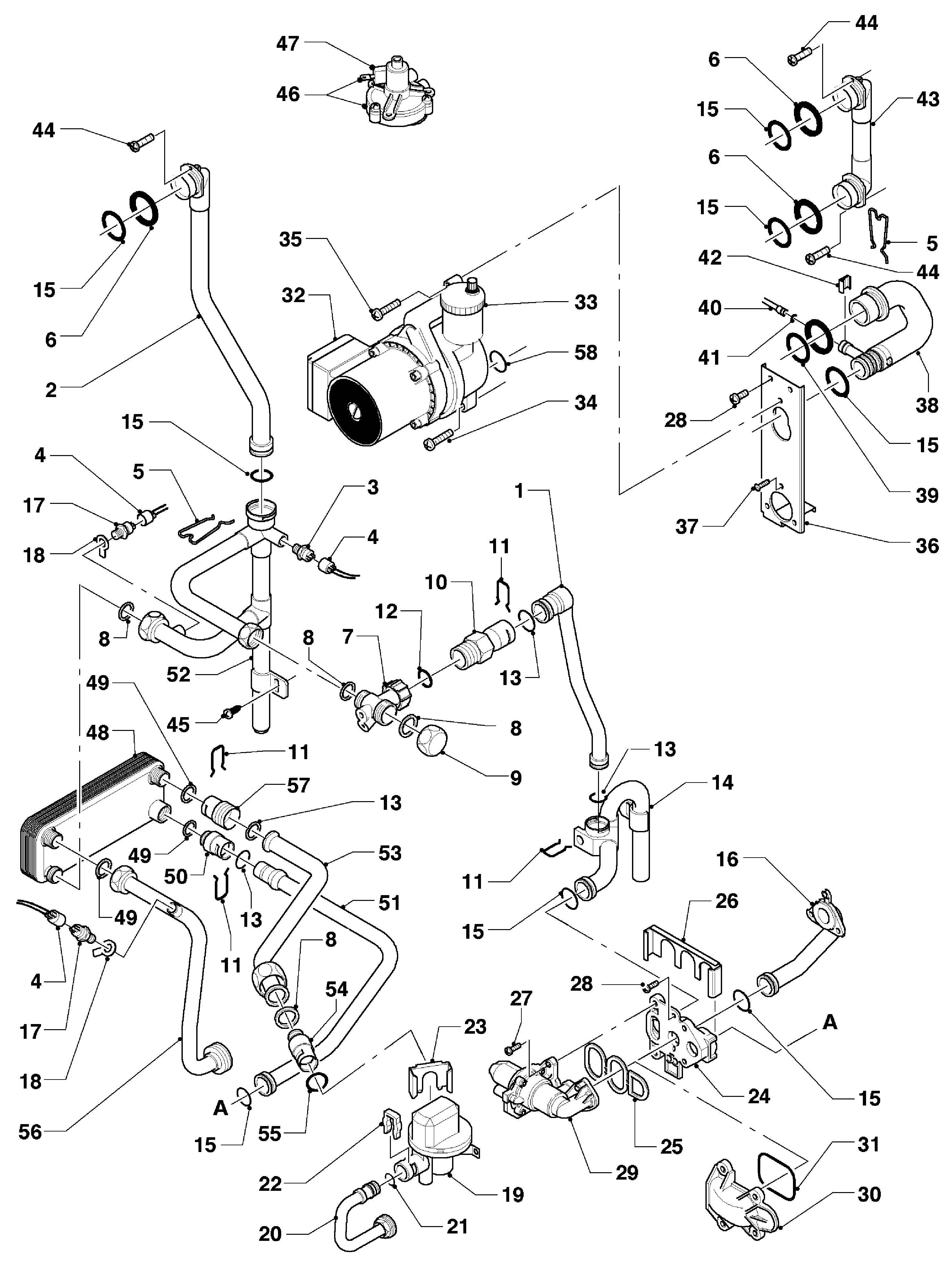 Vaillant Combiketel Turbo VCW 255 E exploded tekening