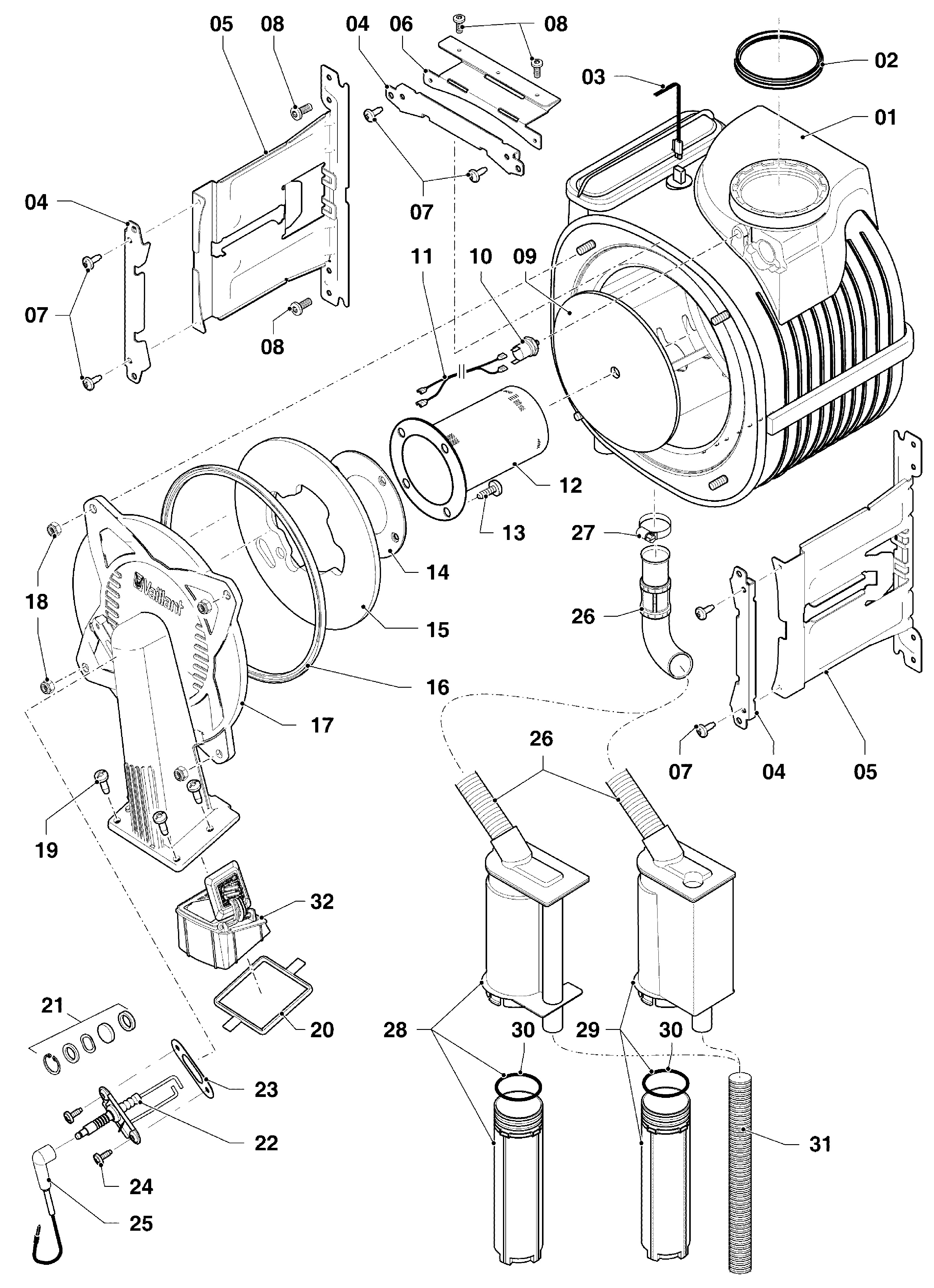Vaillant ecoTEC plus VHR 20-24/5-5 exploded tekening